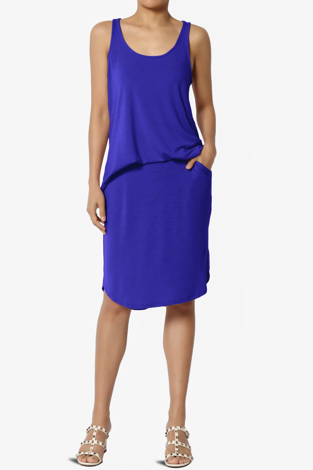 Hadyn Casual Elastic High Waist Straight Skirt BRIGHT BLUE_6