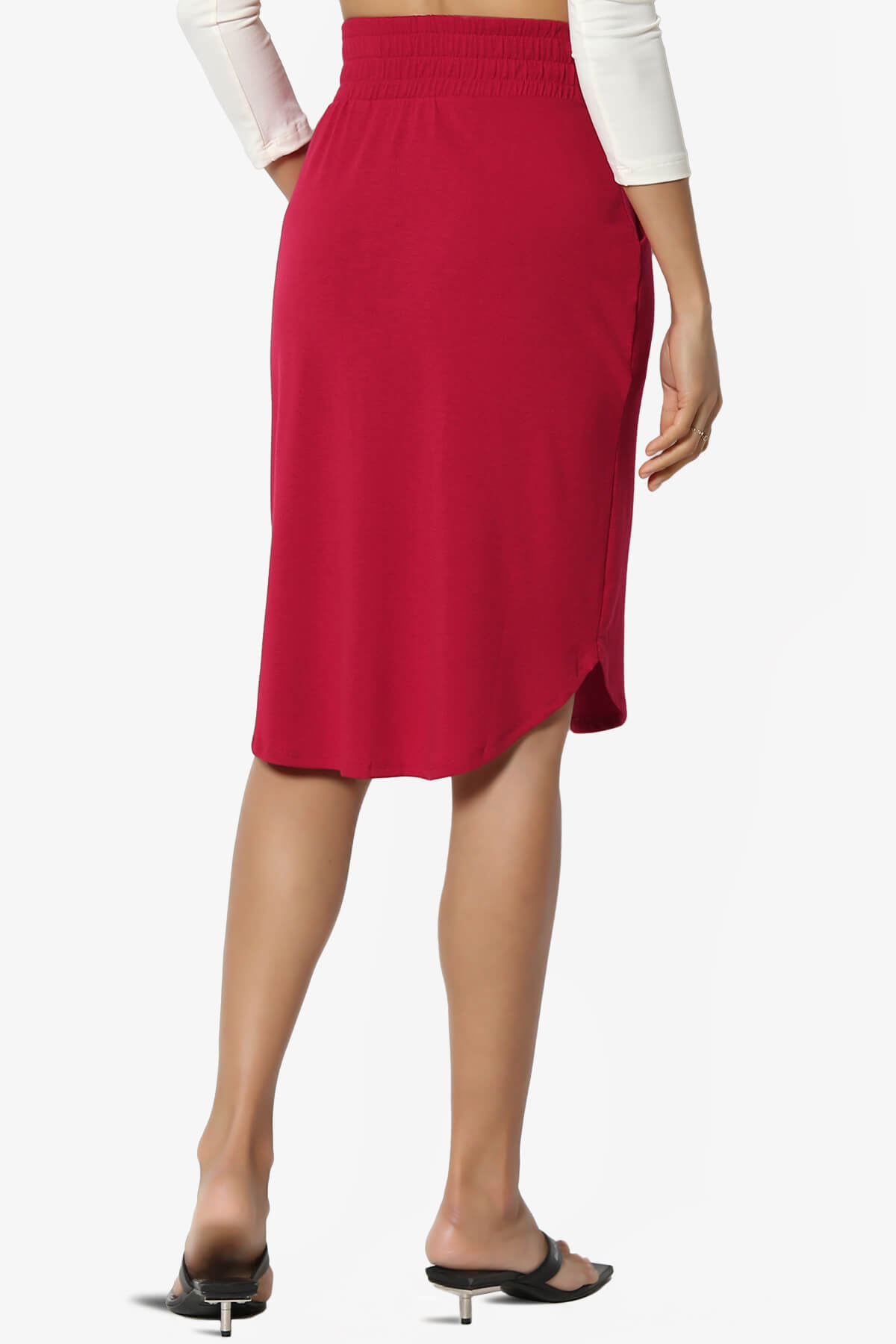 Hadyn Casual Elastic High Waist Straight Skirt BURGUNDY_2
