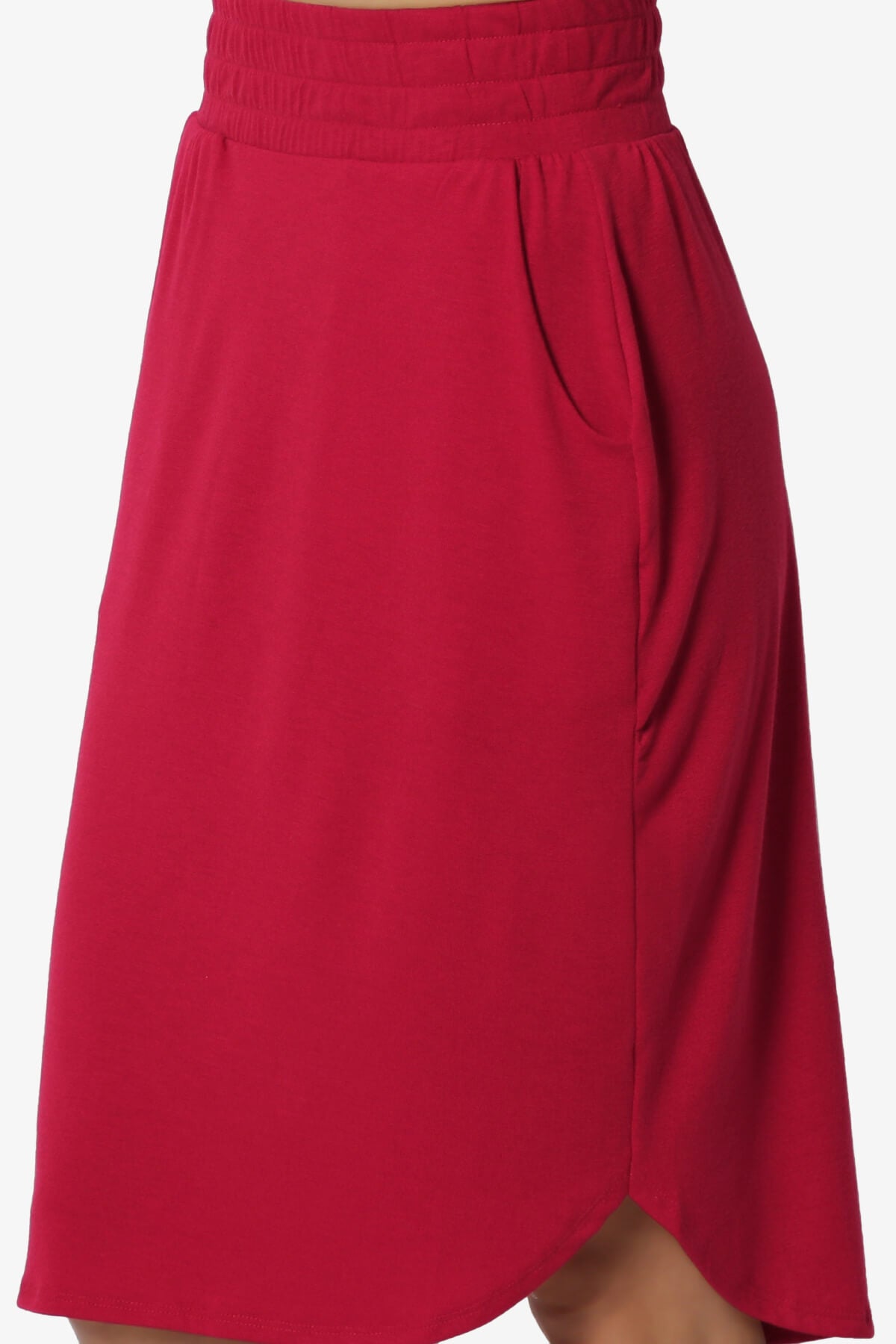 Hadyn Casual Elastic High Waist Straight Skirt BURGUNDY_5