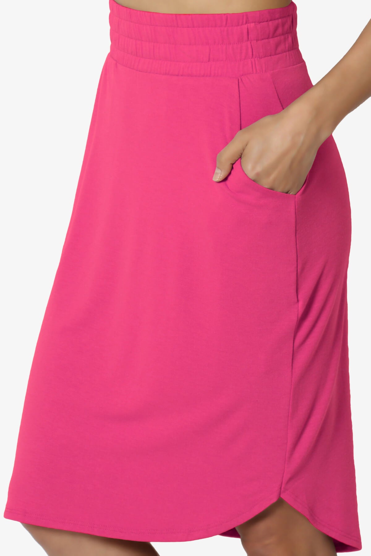 Hadyn Casual Elastic High Waist Straight Skirt FUCHSIA_5