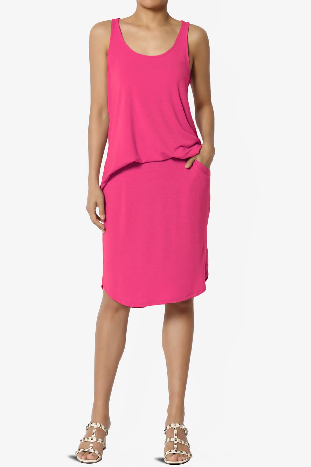 Hadyn Casual Elastic High Waist Straight Skirt FUCHSIA_6