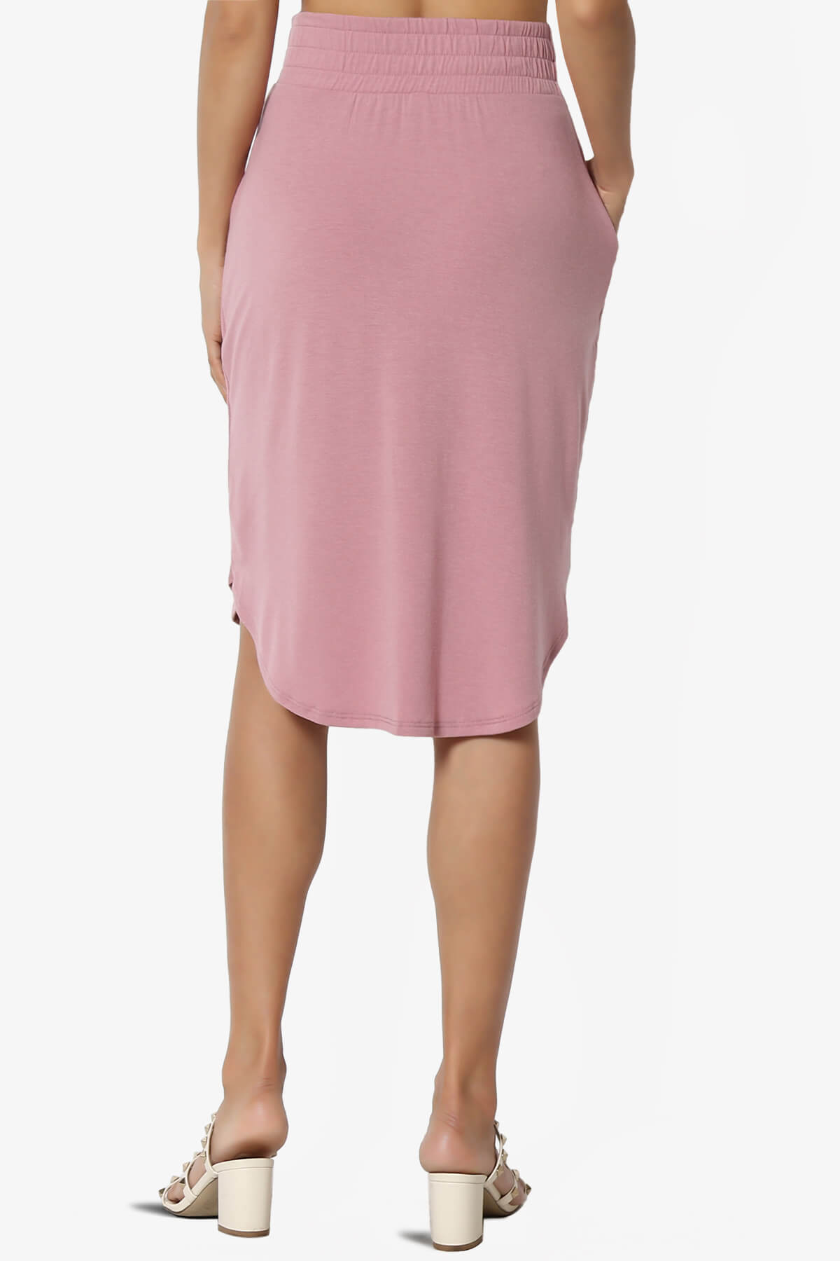 Hadyn Casual Elastic High Waist Straight Skirt LIGHT ROSE_2