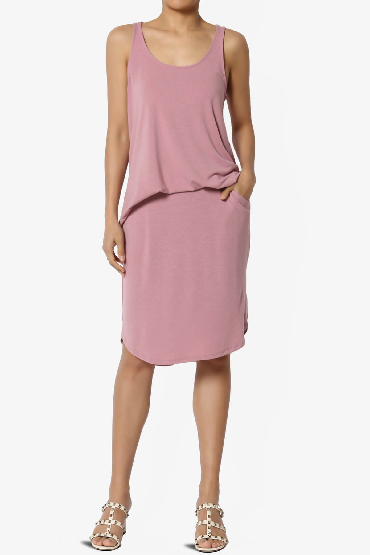 Hadyn Casual Elastic High Waist Straight Skirt LIGHT ROSE_6