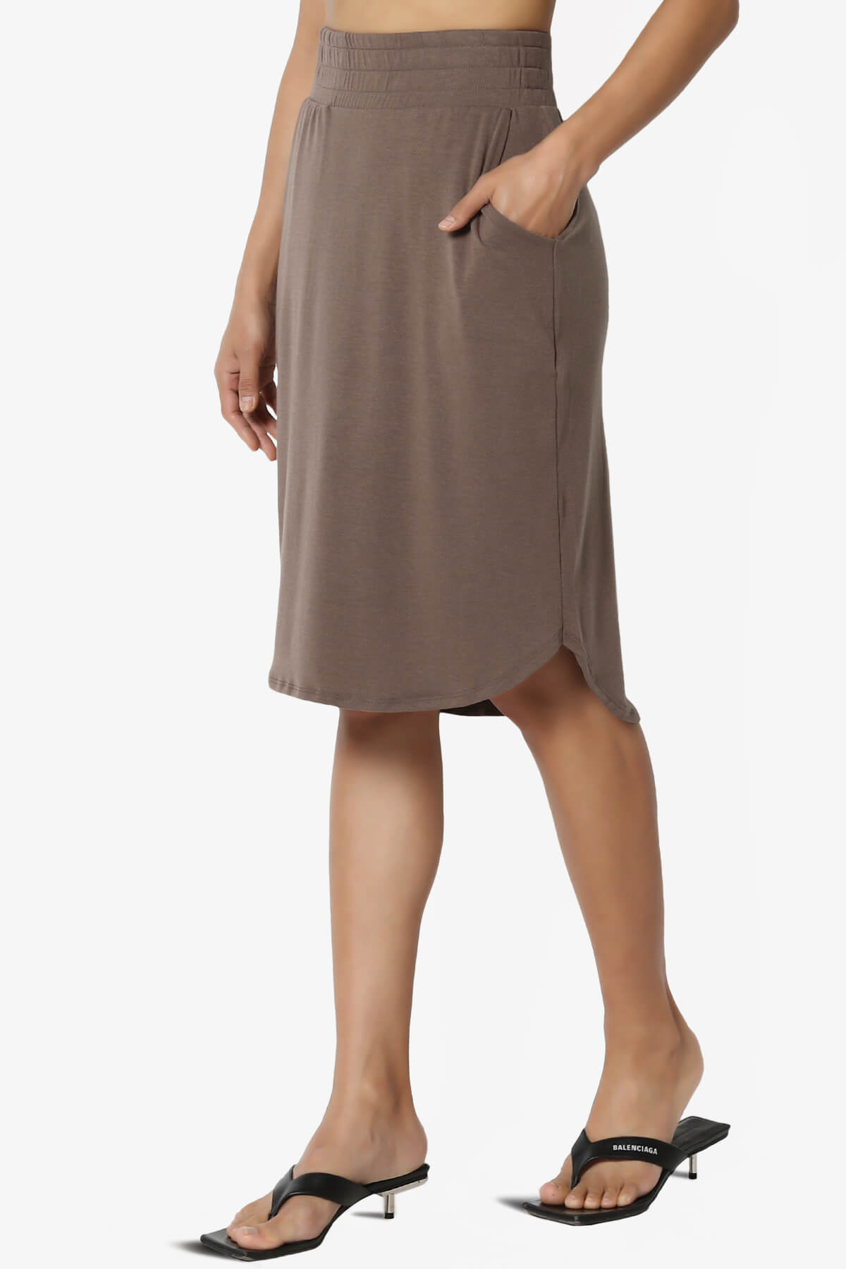 Hadyn Casual Elastic High Waist Straight Skirt MOCHA_3