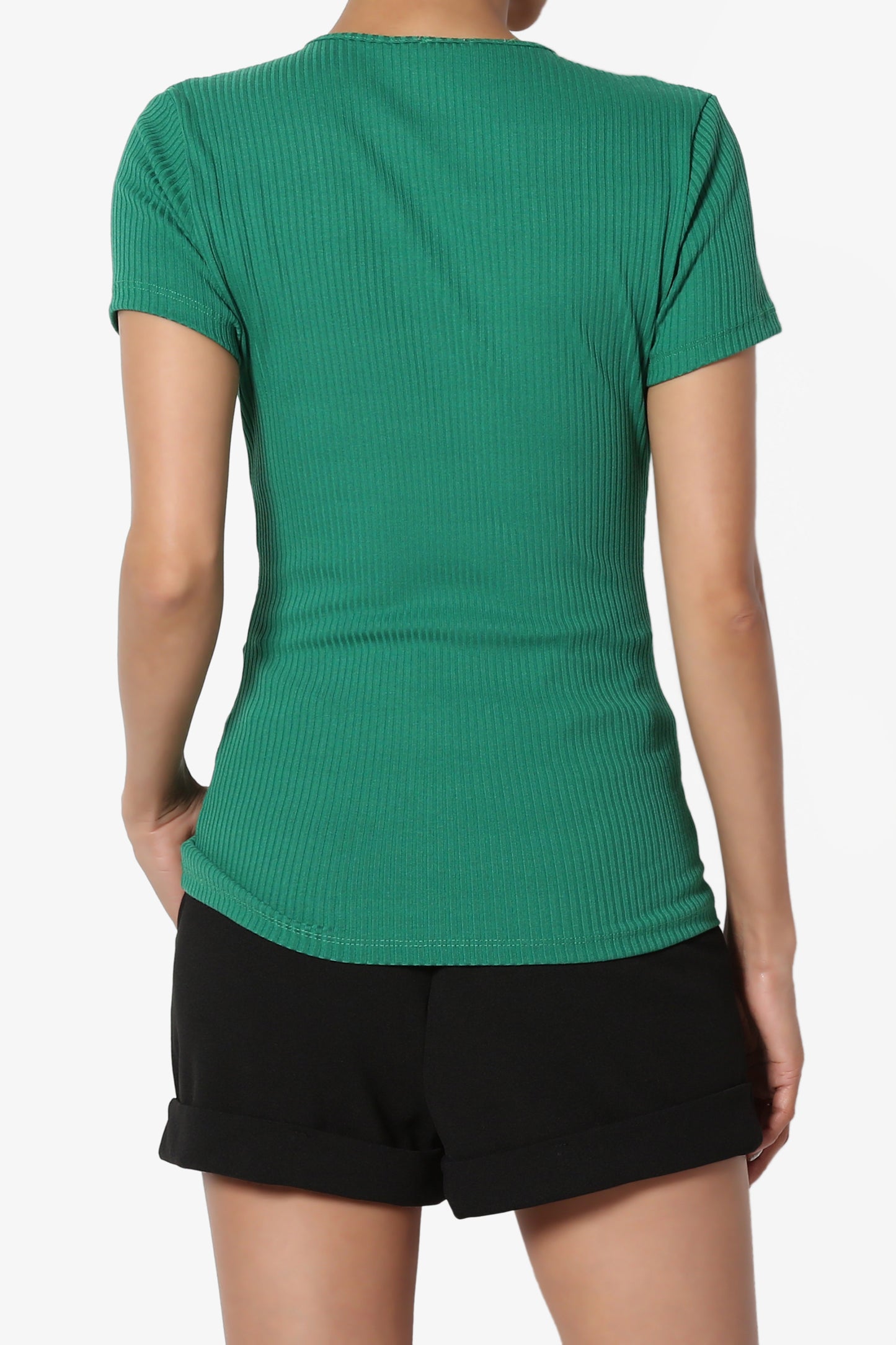 Kauai Fitted V-Neck Ribbed Top - TheMogan