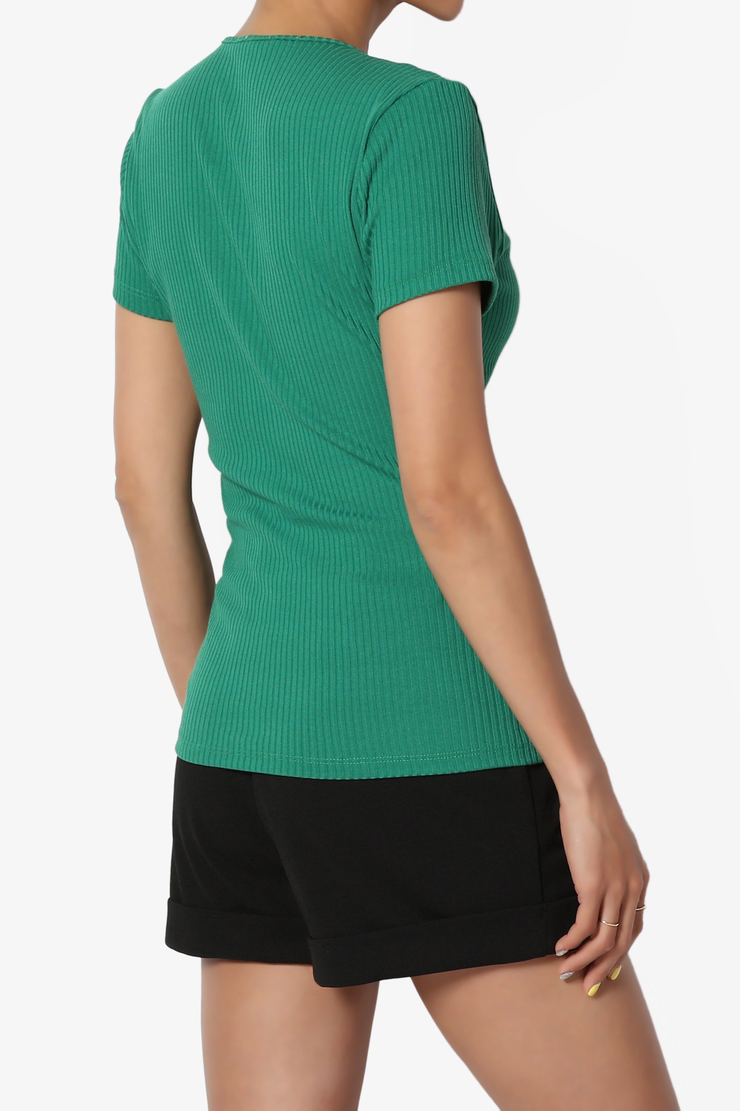 Kauai Fitted V-Neck Ribbed Top - TheMogan