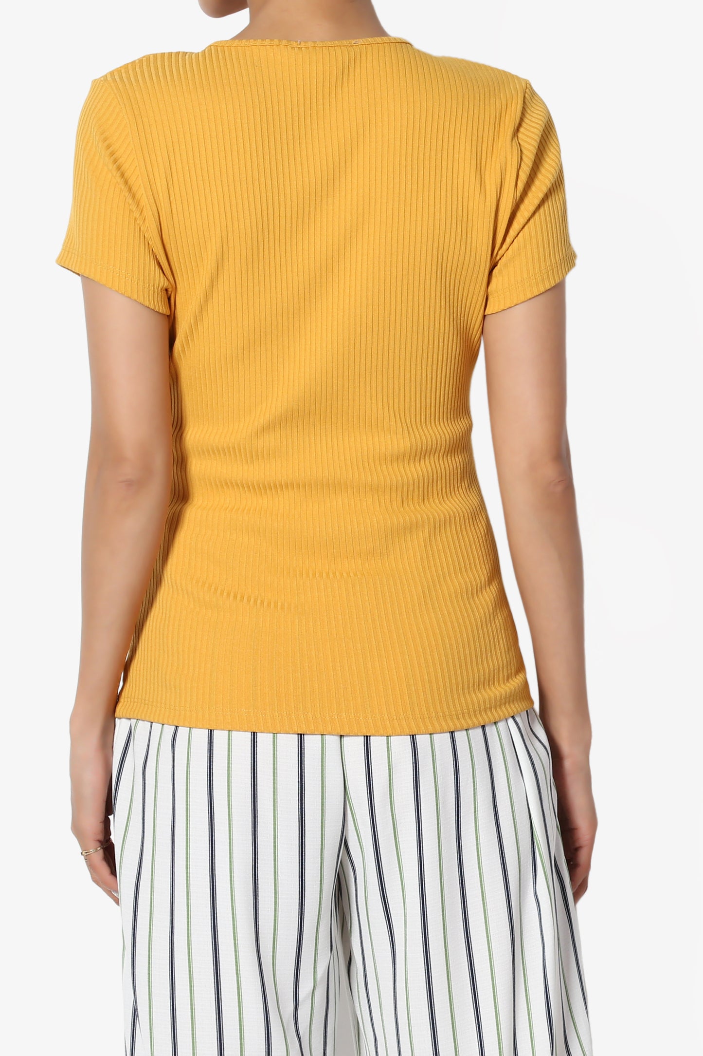 Kauai Fitted V-Neck Ribbed Top - TheMogan