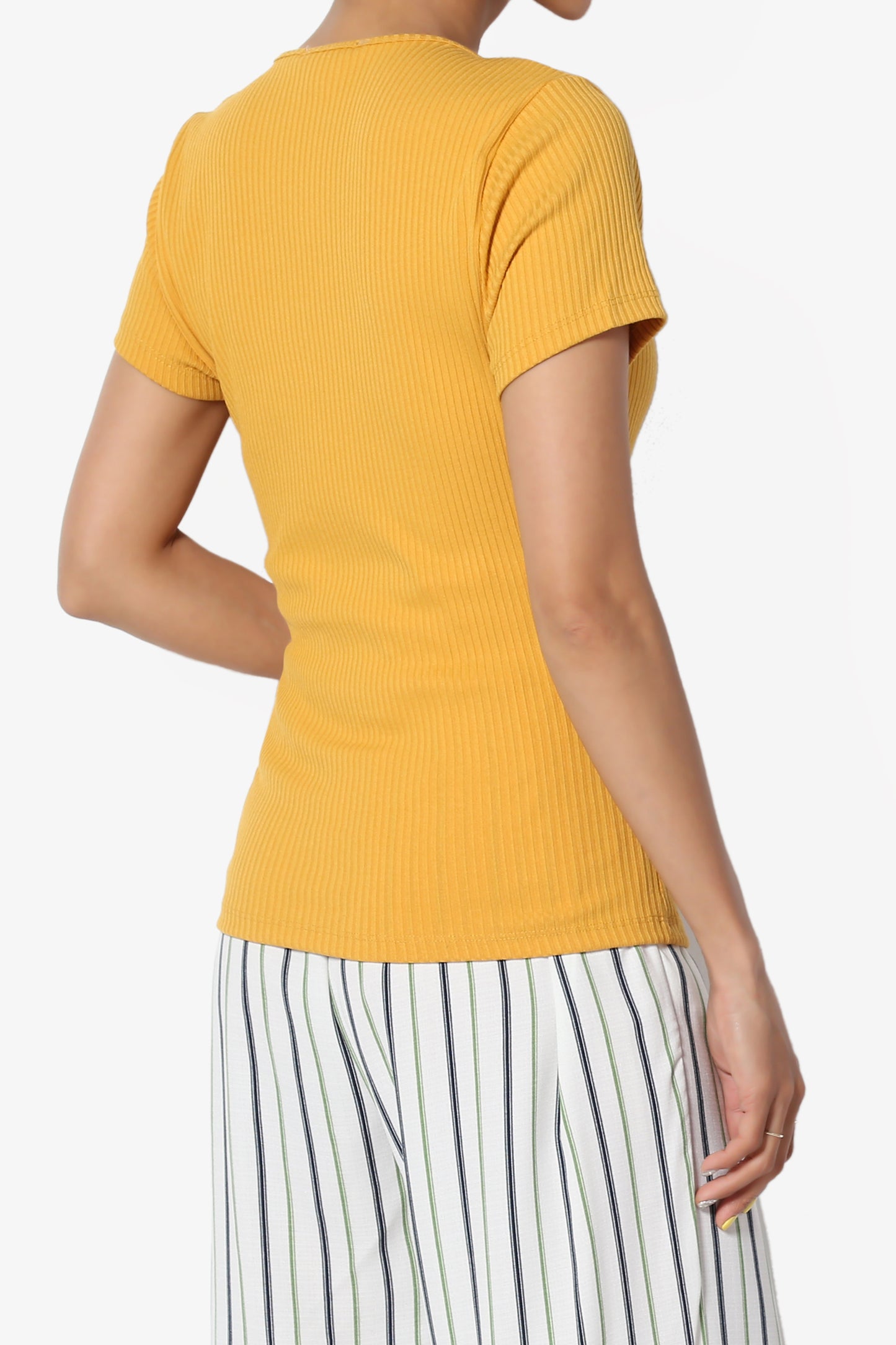 Kauai Fitted V-Neck Ribbed Top - TheMogan