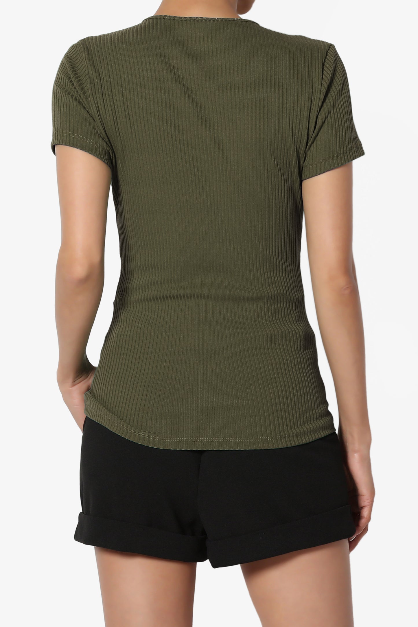 Kauai Fitted V-Neck Ribbed Top - TheMogan