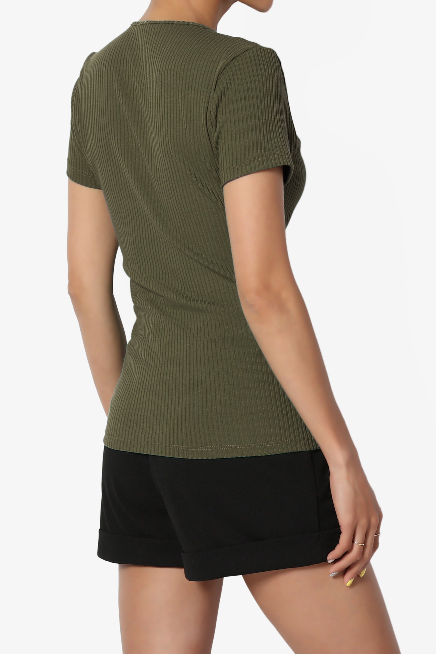 Kauai Fitted V-Neck Ribbed Top - TheMogan