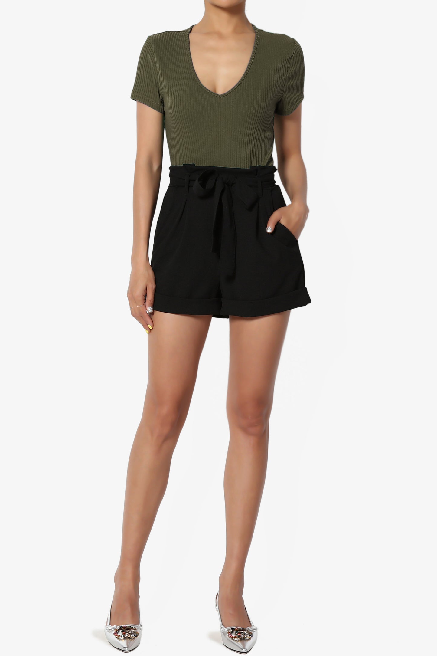 Kauai Fitted V-Neck Ribbed Top - TheMogan