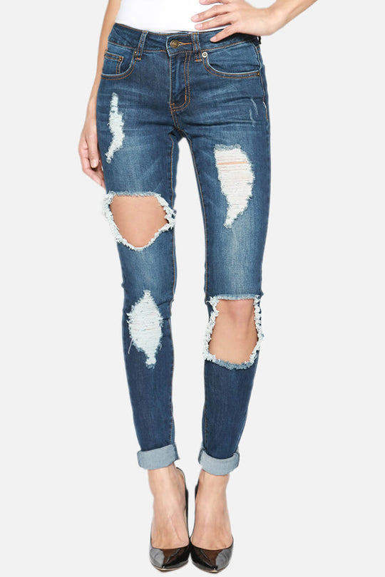 Rylee Distressed Shredded Skinny Jeans