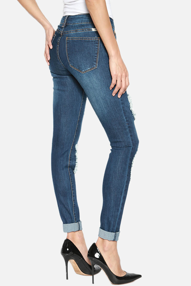 Rylee Distressed Shredded Skinny Jeans DARK_4