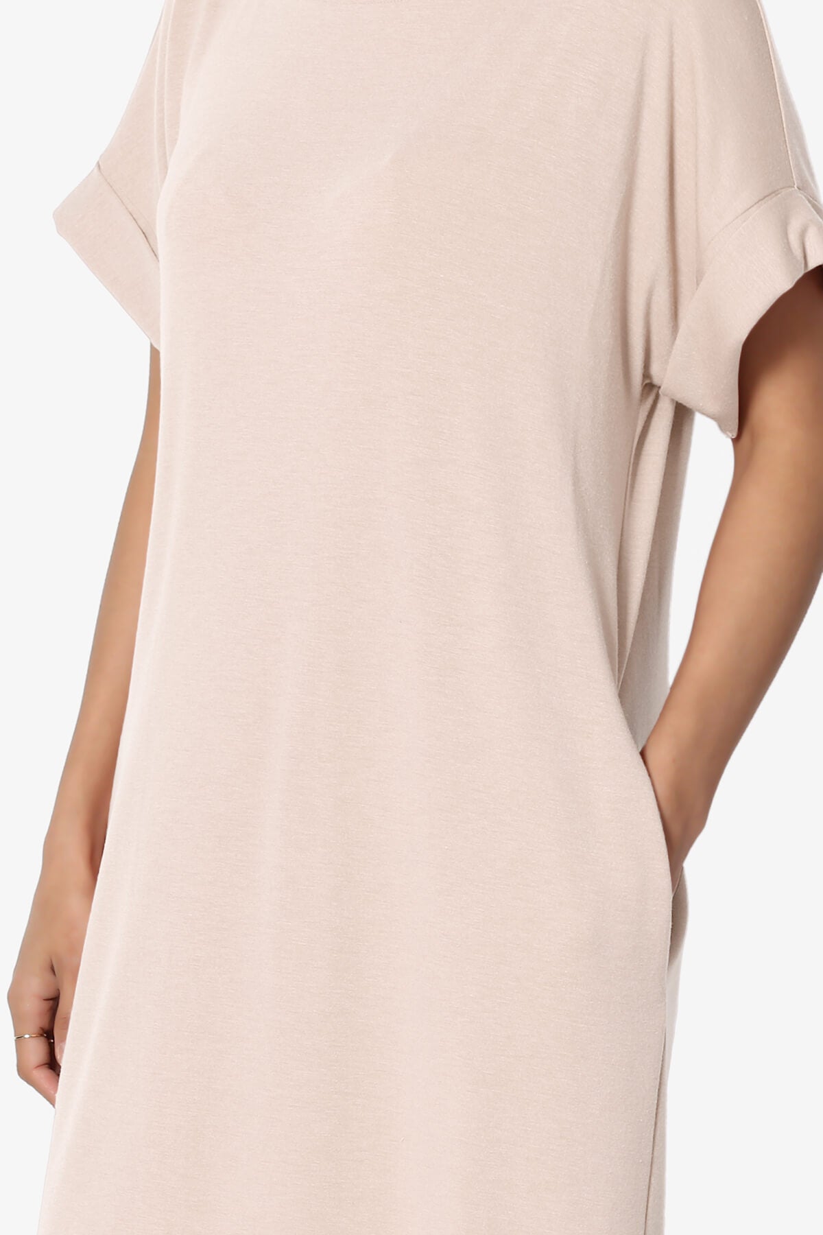 Janie Rolled Short Sleeve Round Neck Dress DUSTY BLUSH_5