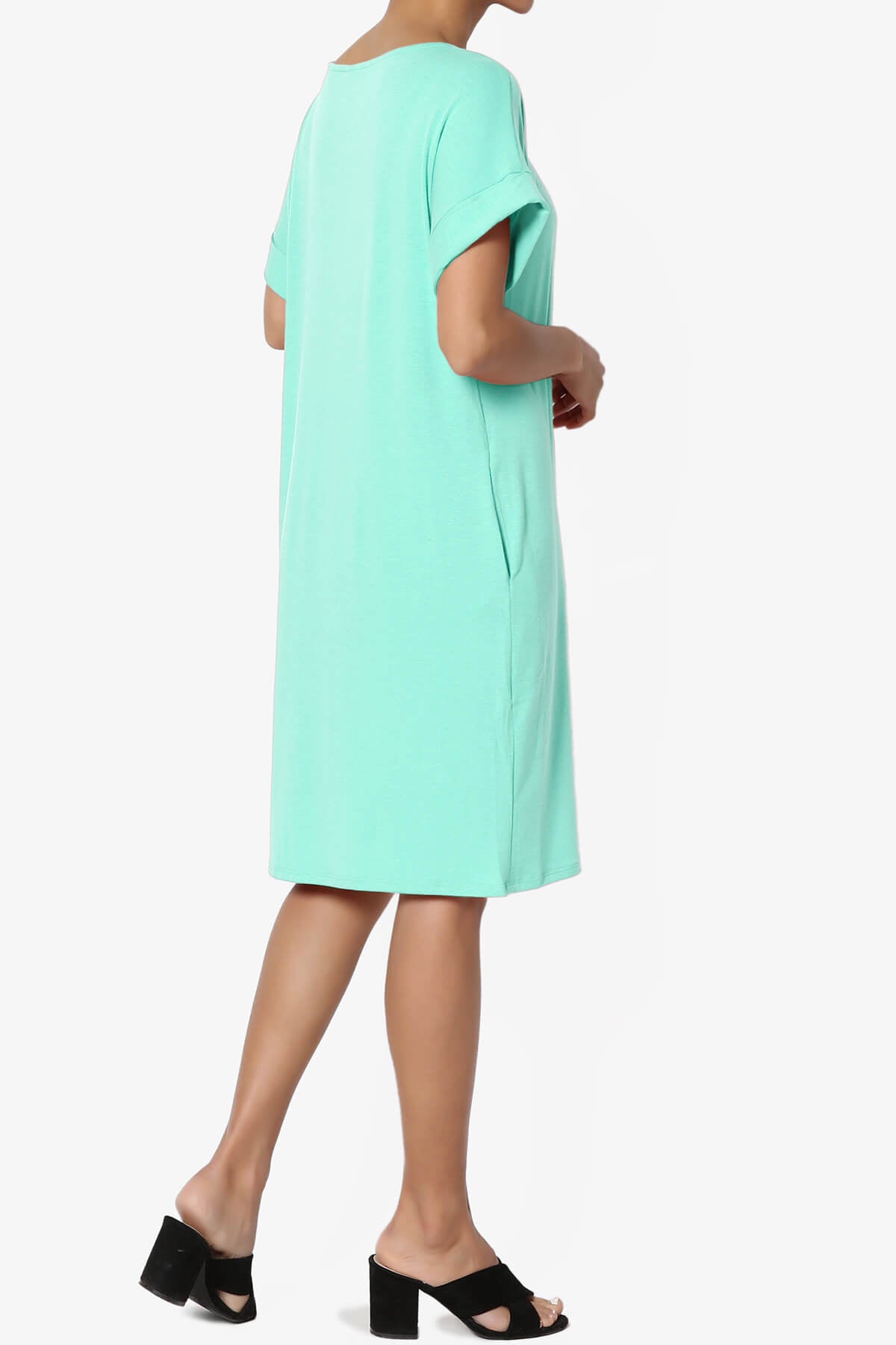 Janie Rolled Short Sleeve Round Neck Dress MINT_4
