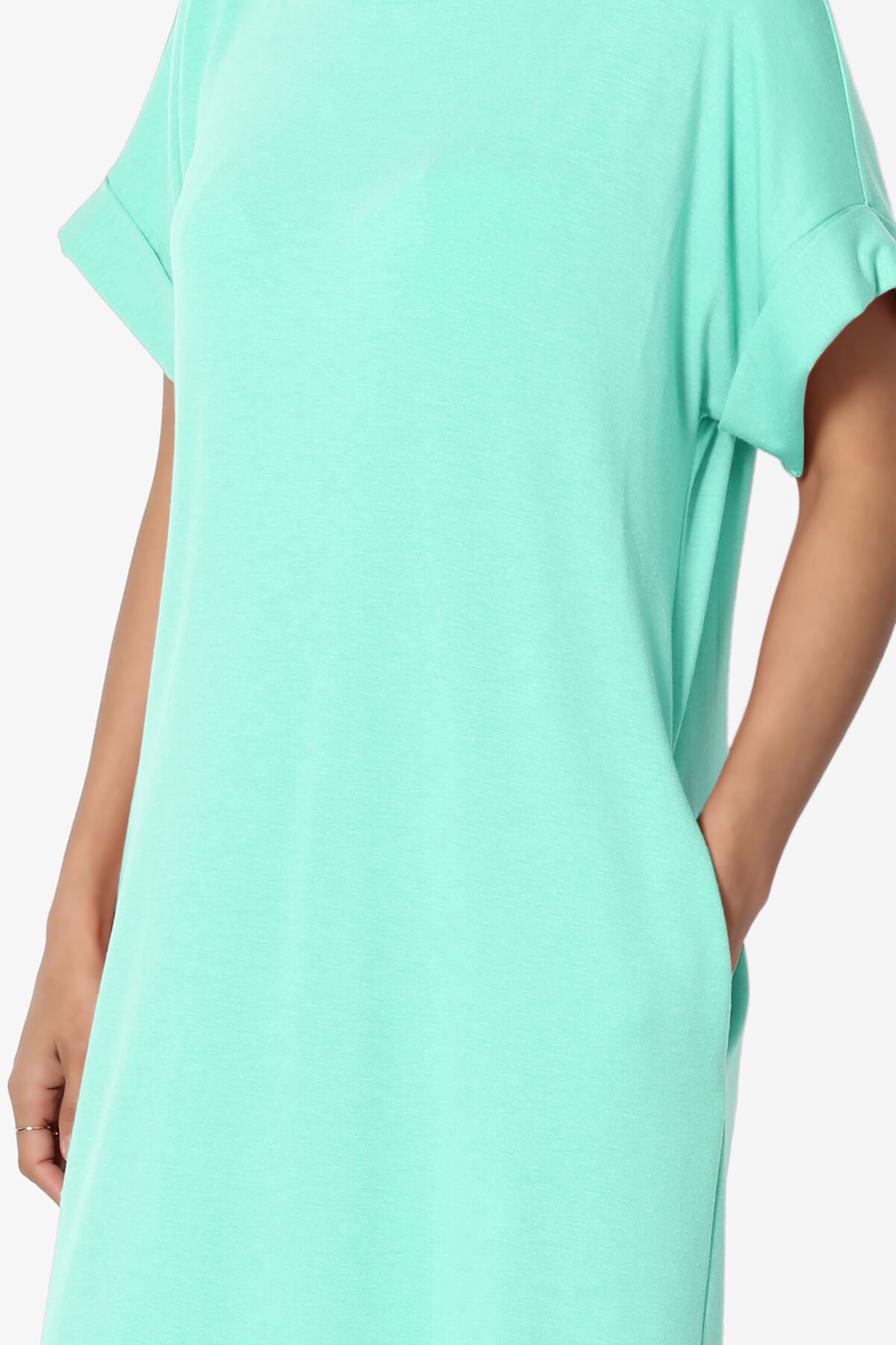 Janie Rolled Short Sleeve Round Neck Dress MINT_5