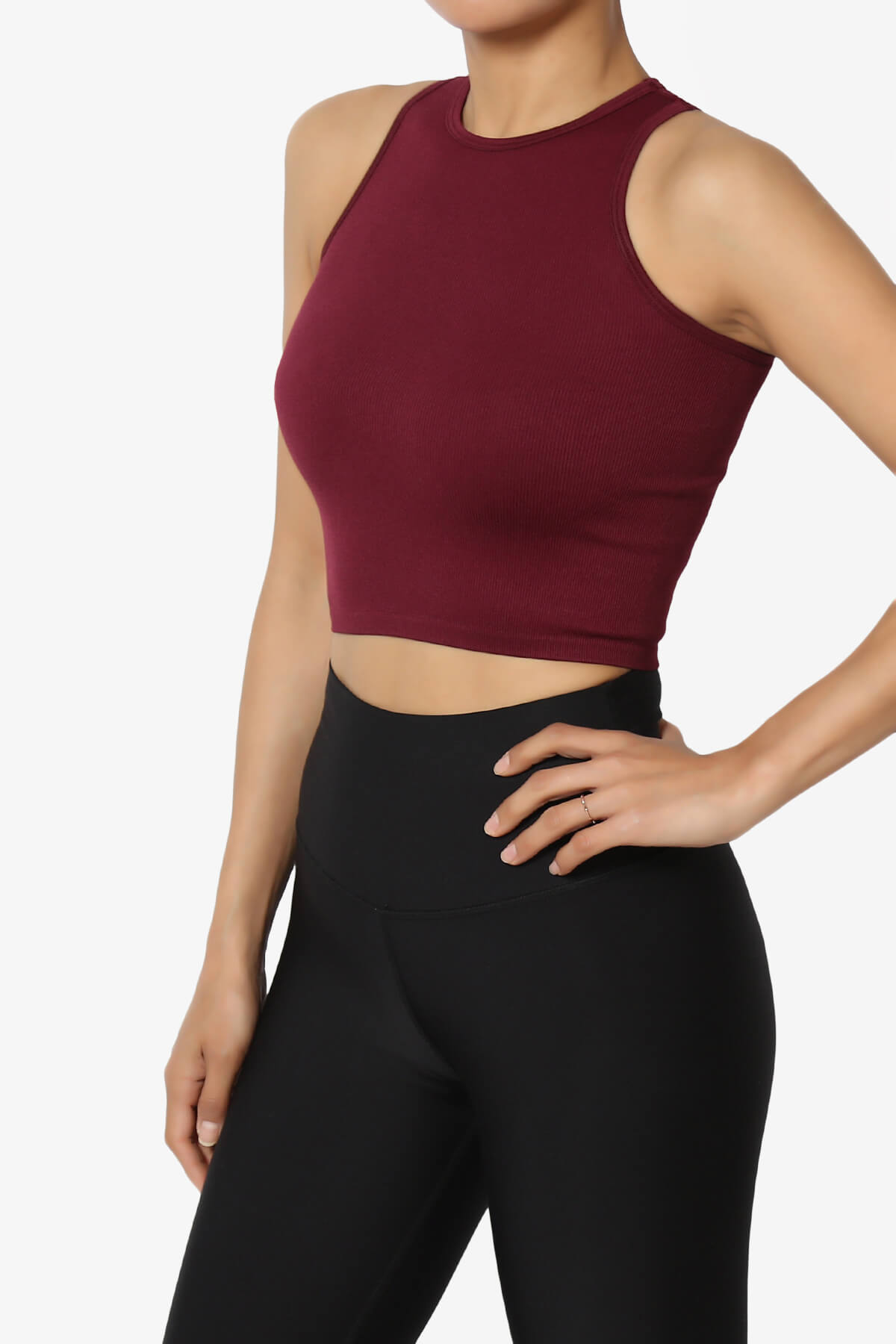Jessa Ribbed Seamless Crop Tank Top BURGUNDY_3