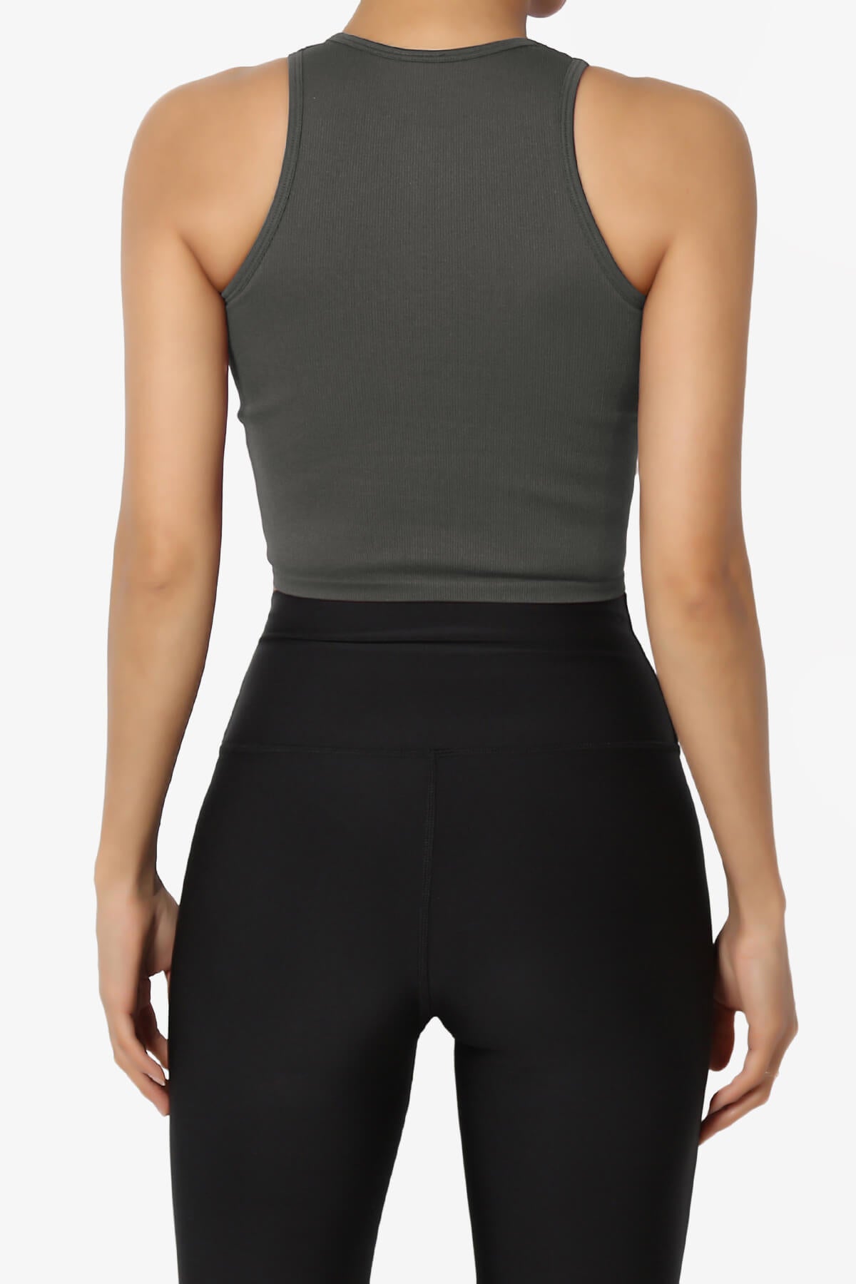 Jessa Ribbed Seamless Crop Tank Top DARK GREY_2