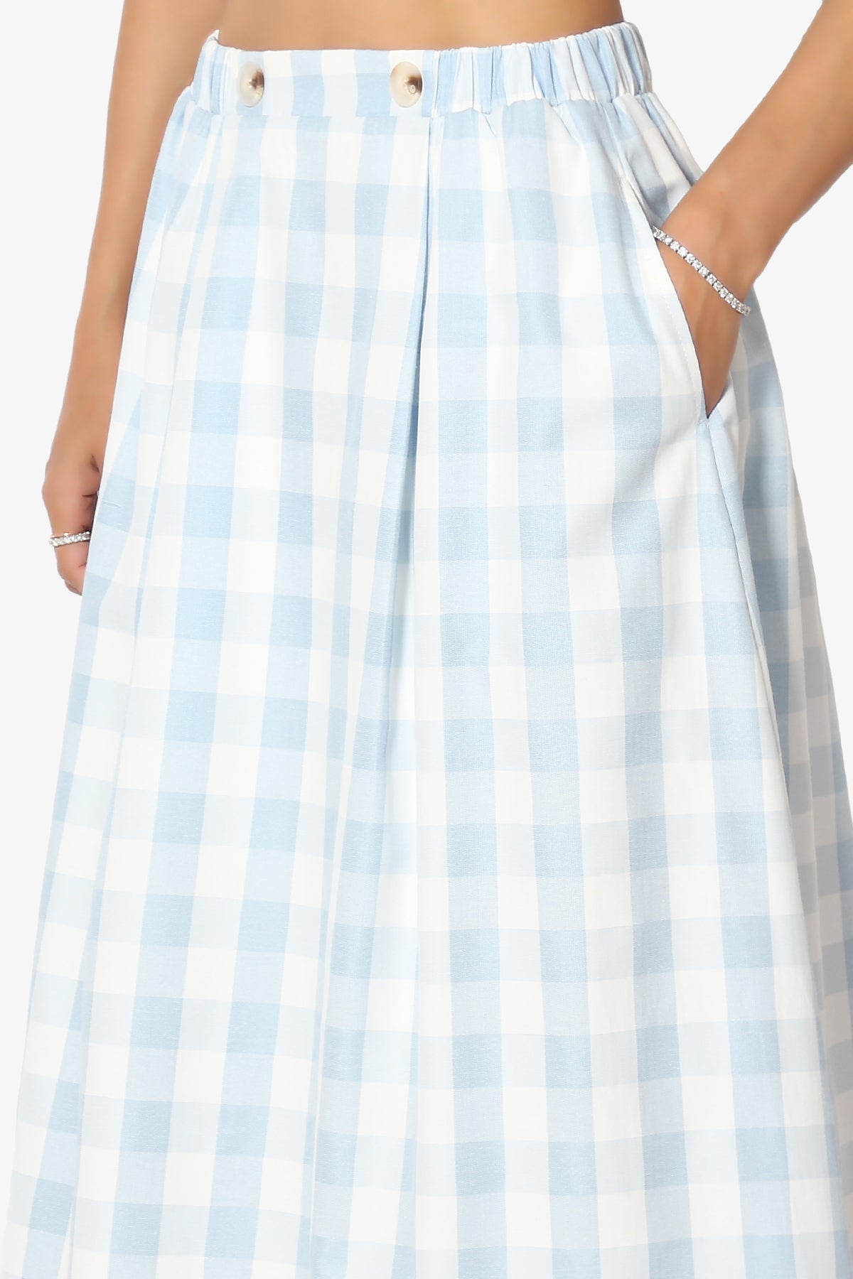 Hamiss Gingham Crop Top & Flare Skirt Set in Blue