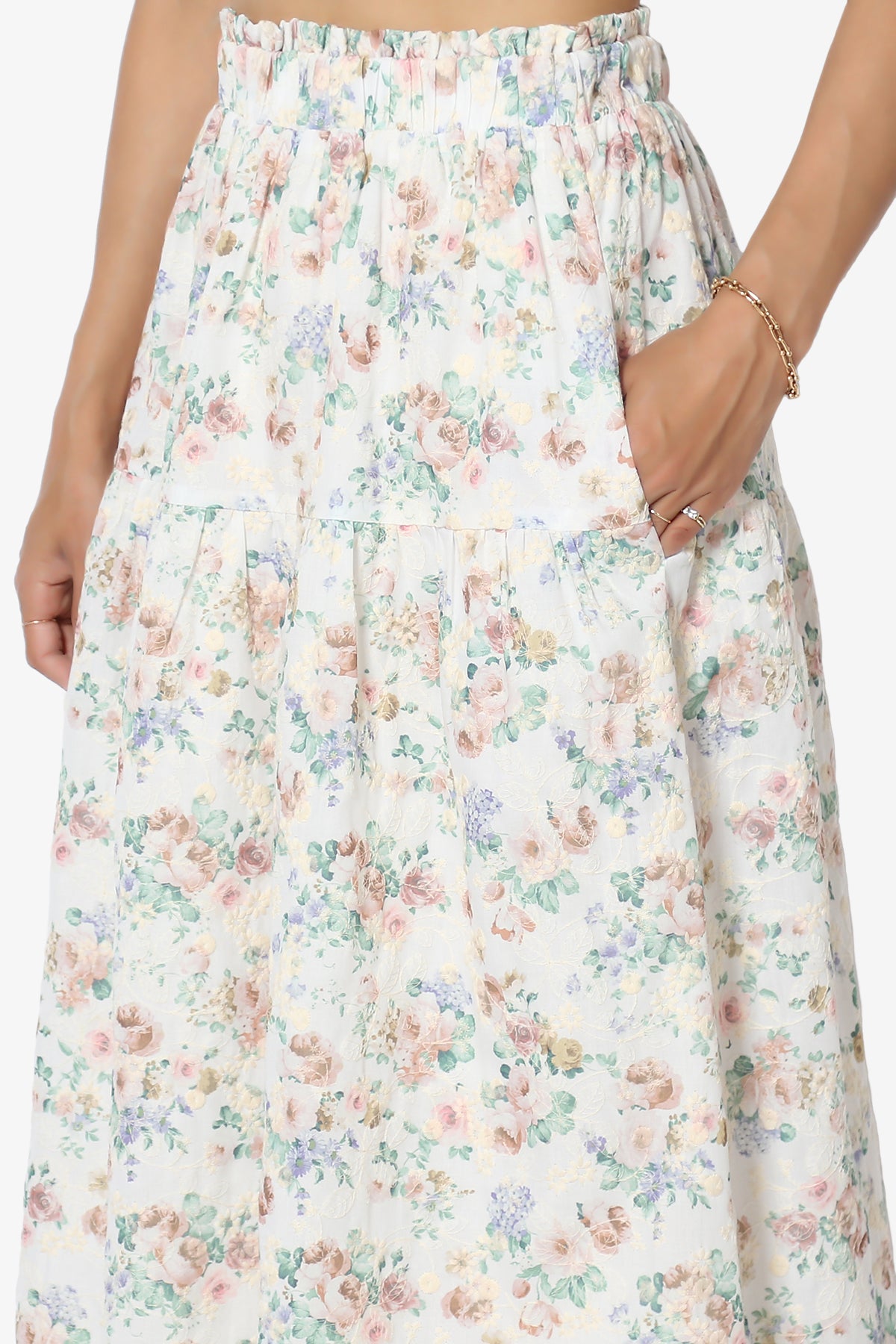 Twice Floral Ruffle Crop Top & A-Line Skirt Set in Taupe