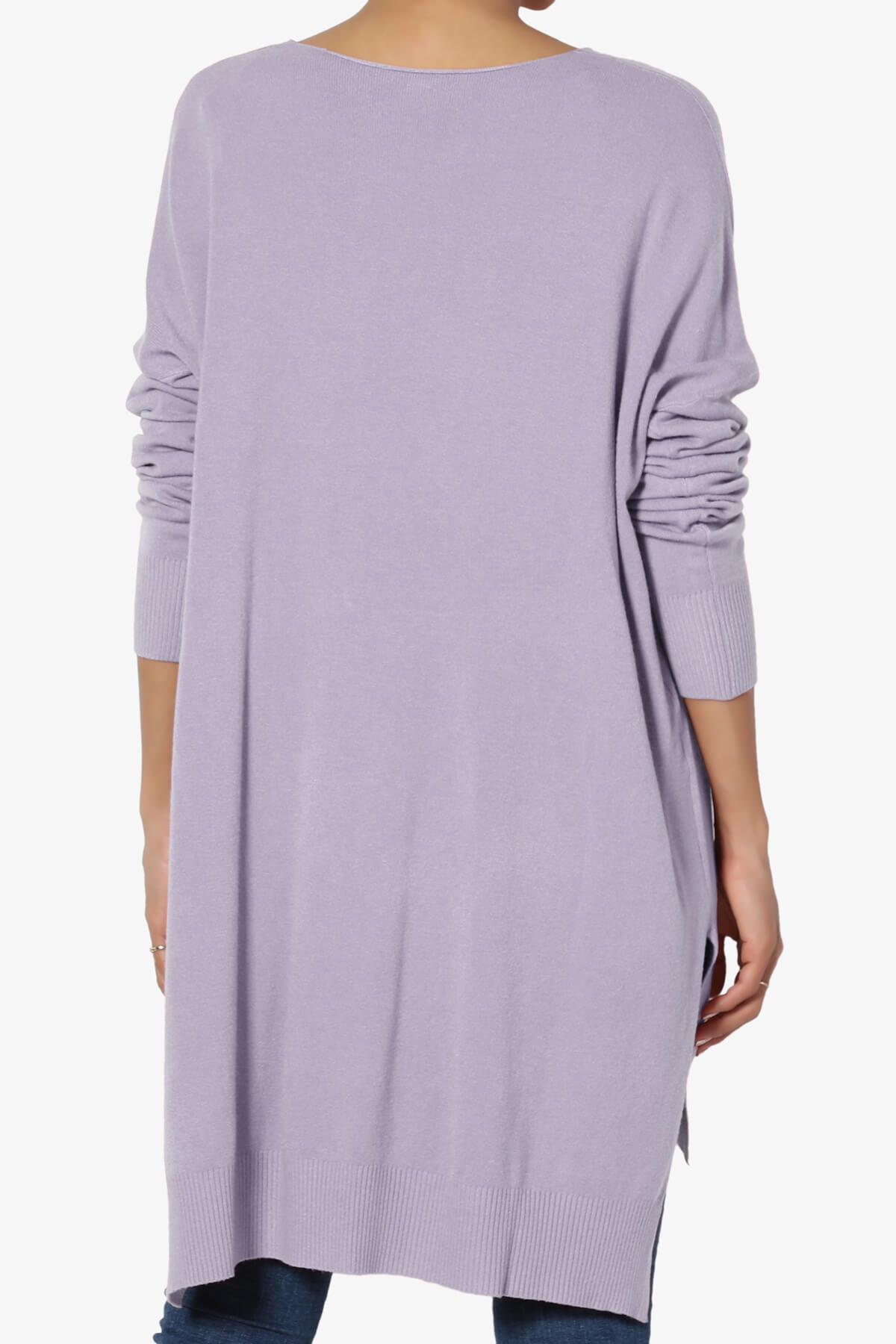 Katana Front Seam V-Neck Knit Sweater ASH LAVENDER_2