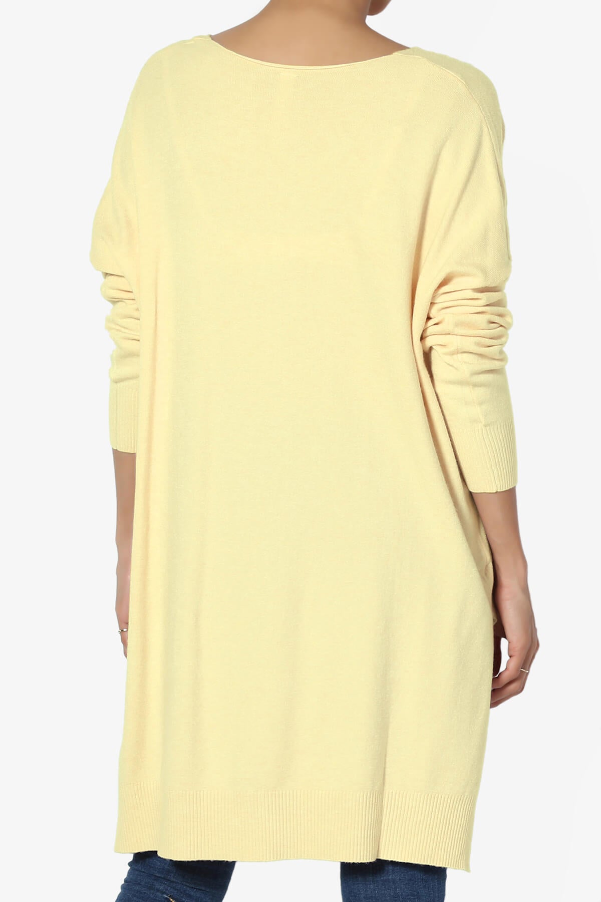 Katana Front Seam V-Neck Knit Sweater BANANA_2