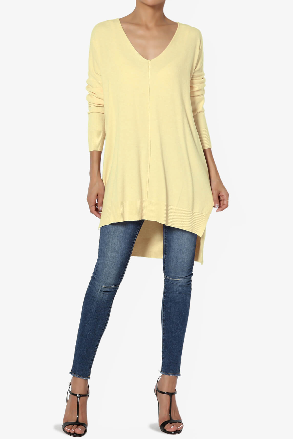 Katana Front Seam V-Neck Knit Sweater BANANA_6