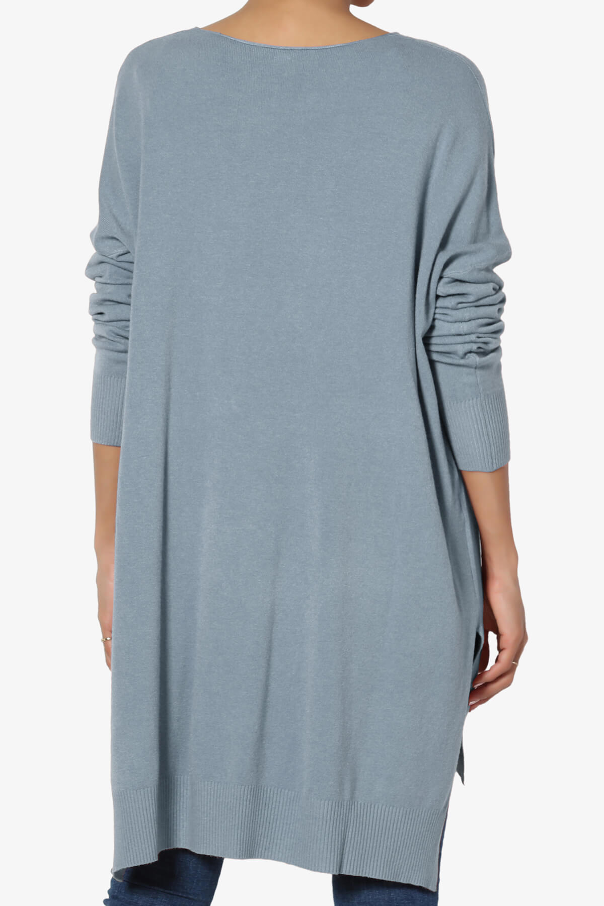 Katana Front Seam V-Neck Knit Sweater CEMENT_2