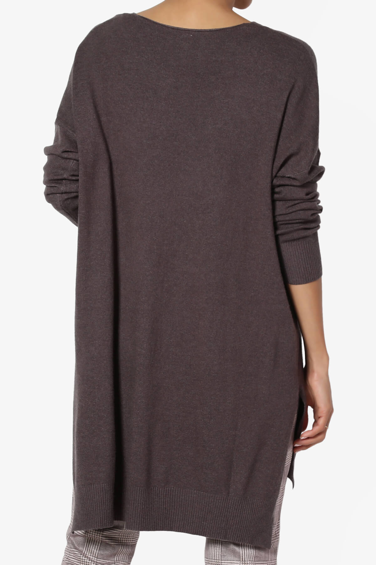 Katana Front Seam V-Neck Knit Sweater CHARCOAL_2