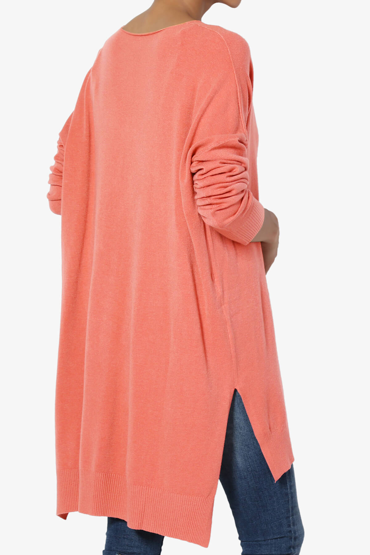 Katana Front Seam V-Neck Knit Sweater CORAL_4