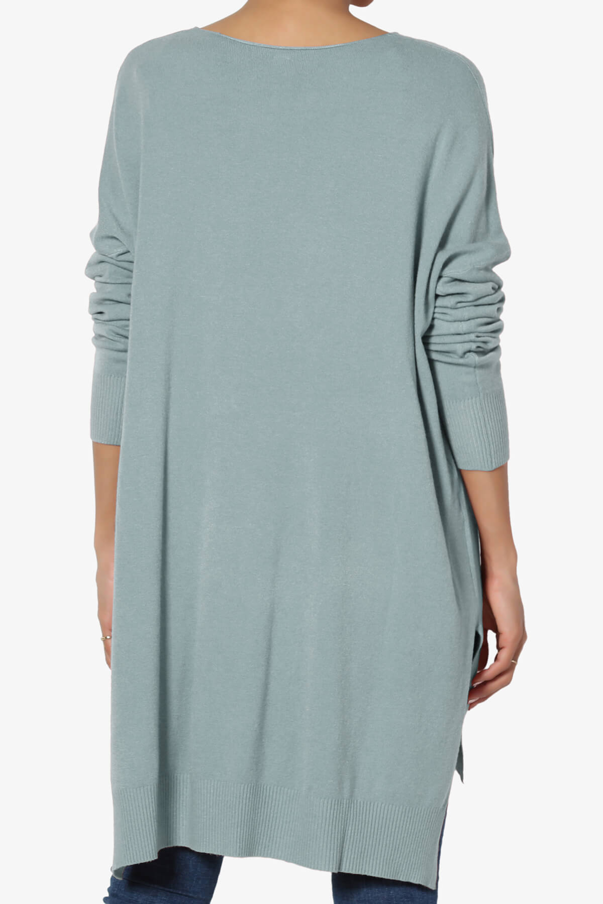 Katana Front Seam V-Neck Knit Sweater DUSTY BLUE_2