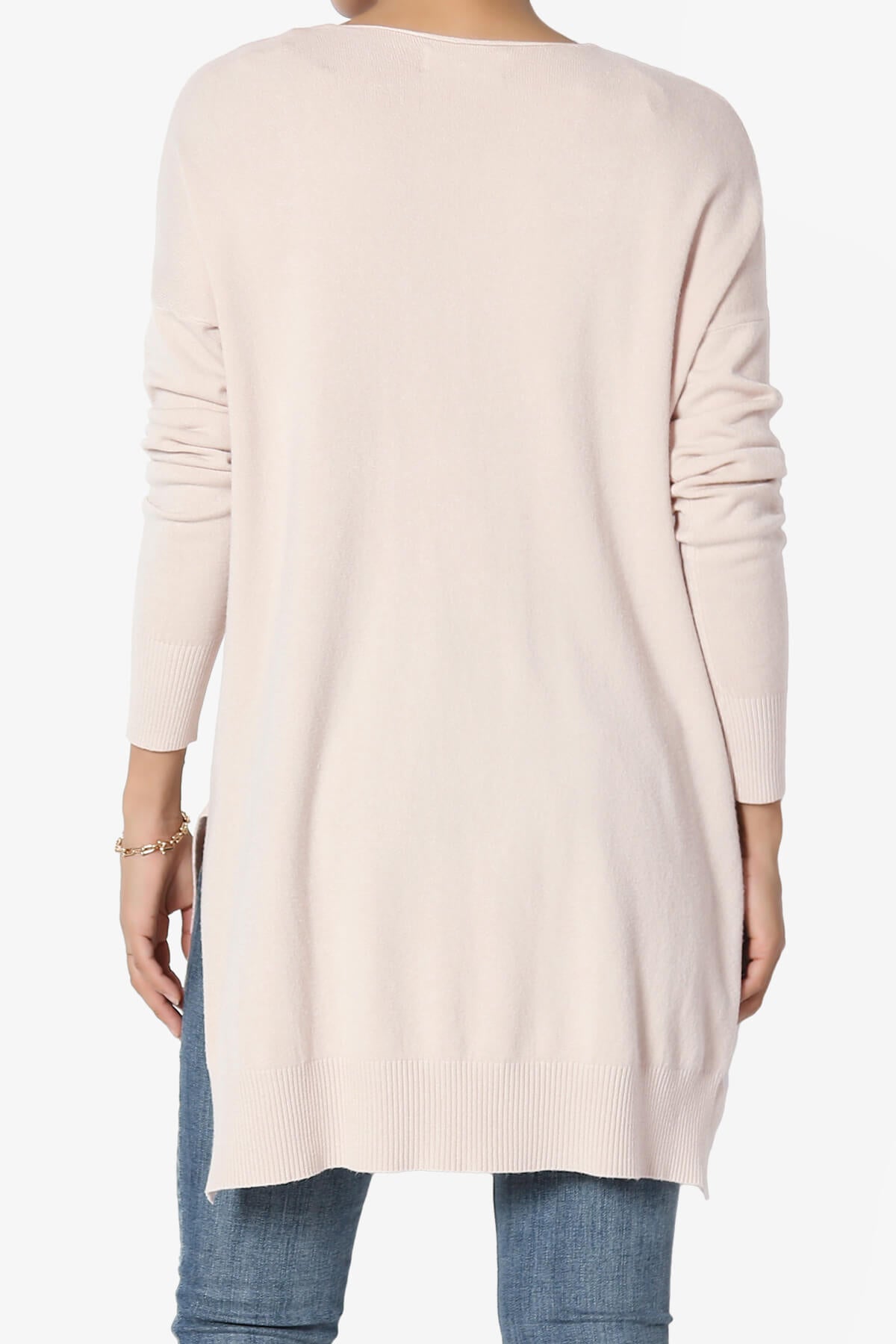 Katana Front Seam V-Neck Knit Sweater DUSTY BLUSH_2