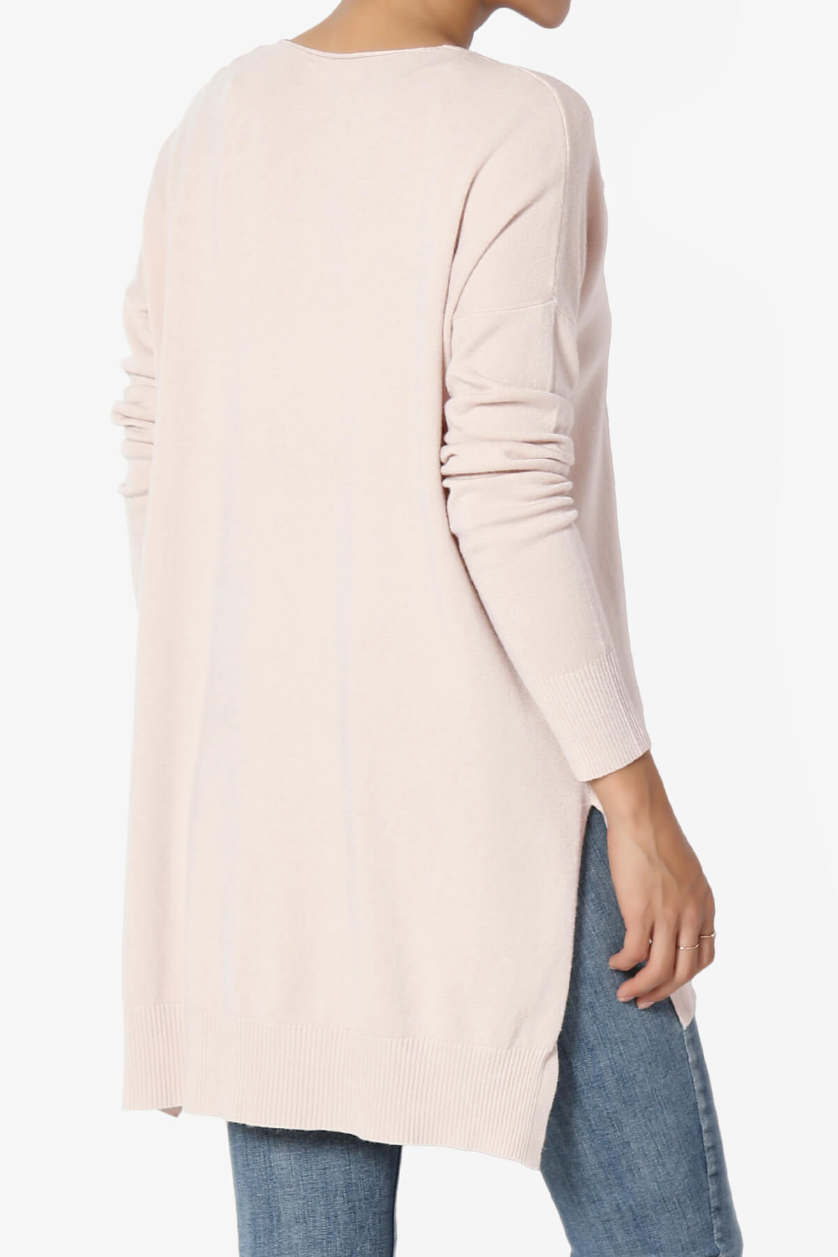 Katana Front Seam V-Neck Knit Sweater DUSTY BLUSH_4