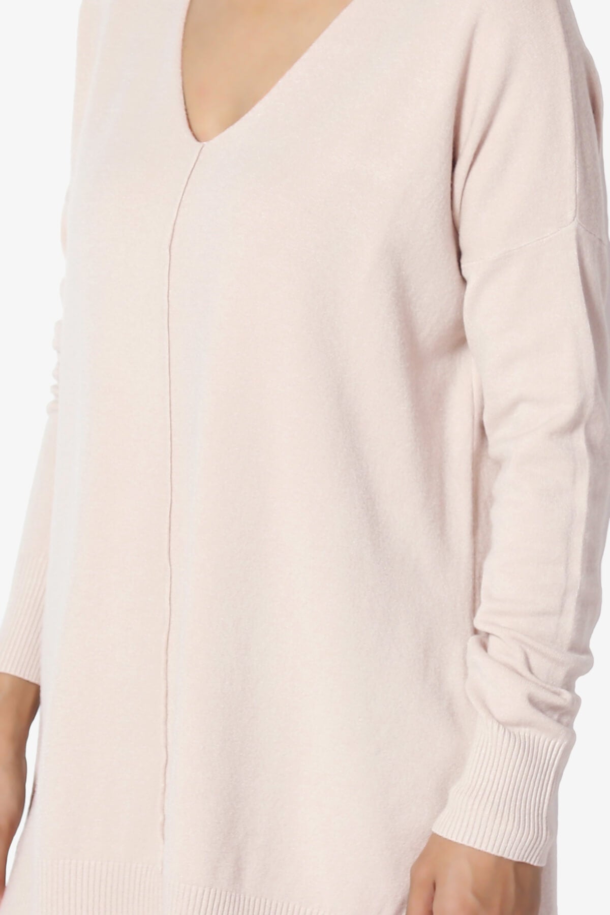 Katana Front Seam V-Neck Knit Sweater DUSTY BLUSH_5
