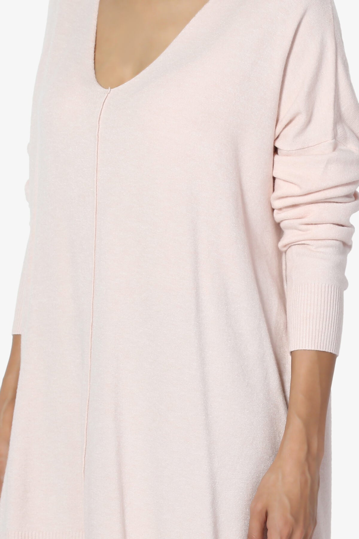 Katana Front Seam V-Neck Knit Sweater DUSTY CORAL_5