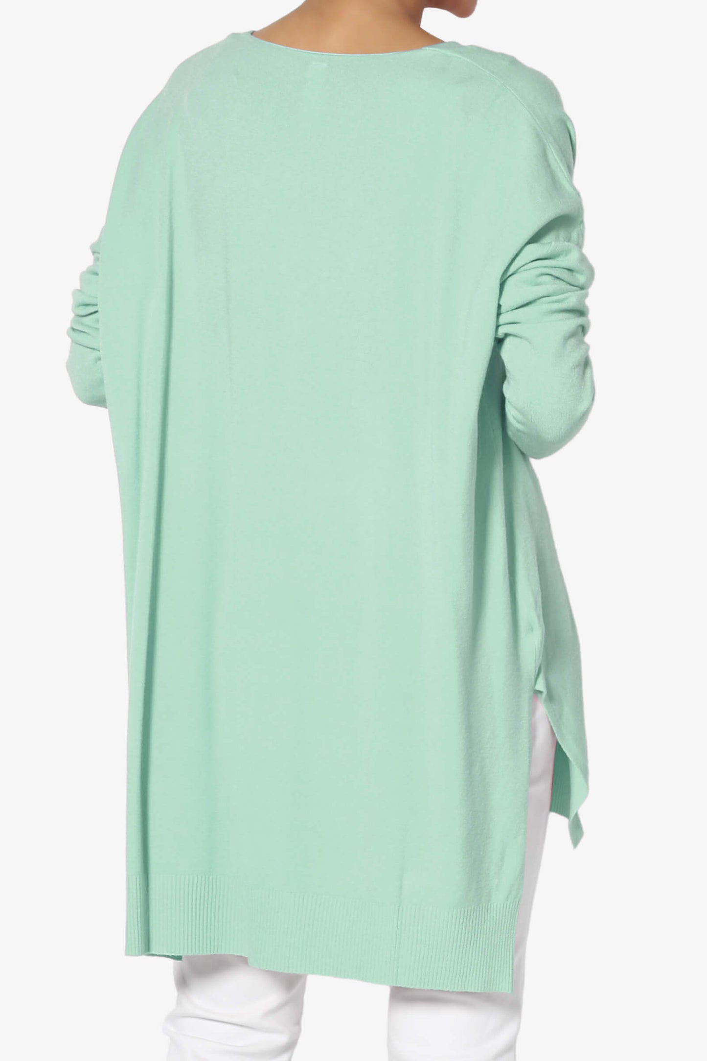 Katana Front Seam V-Neck Knit Sweater DUSTY GREEN_2