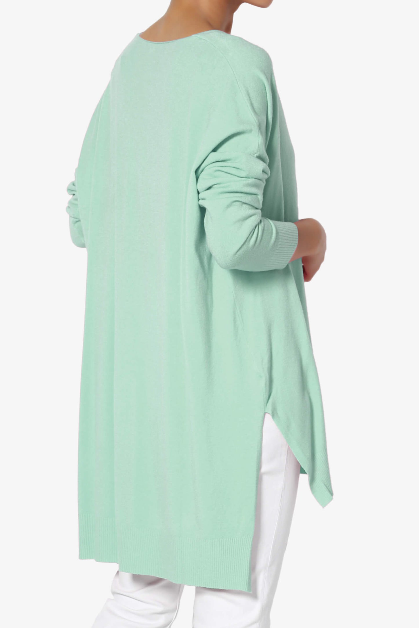 Katana Front Seam V-Neck Knit Sweater DUSTY GREEN_4