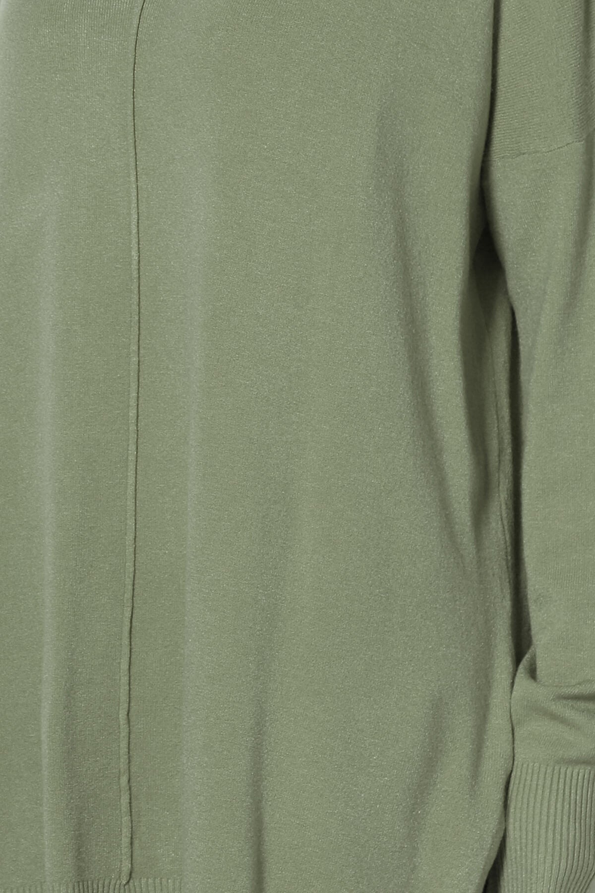 Katana Front Seam V-Neck Knit Sweater DUSTY OLIVE_5