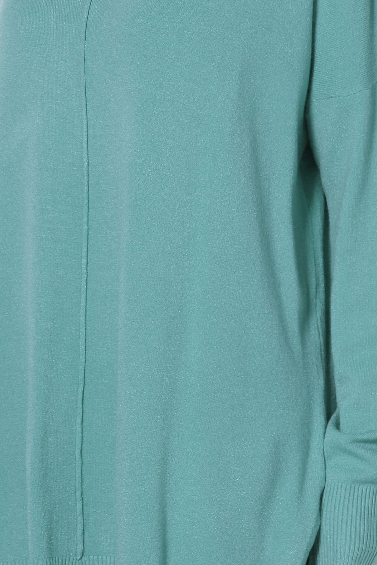 Katana Front Seam V-Neck Knit Sweater DUSTY TEAL_5