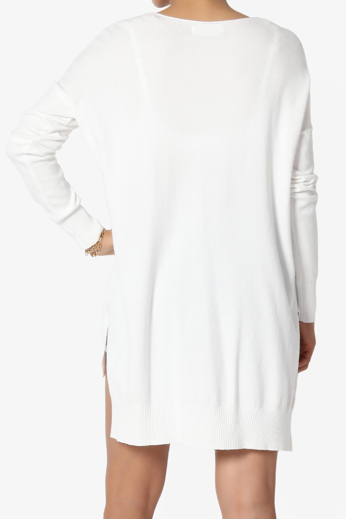 Katana Front Seam V-Neck Knit Sweater IVORY_2