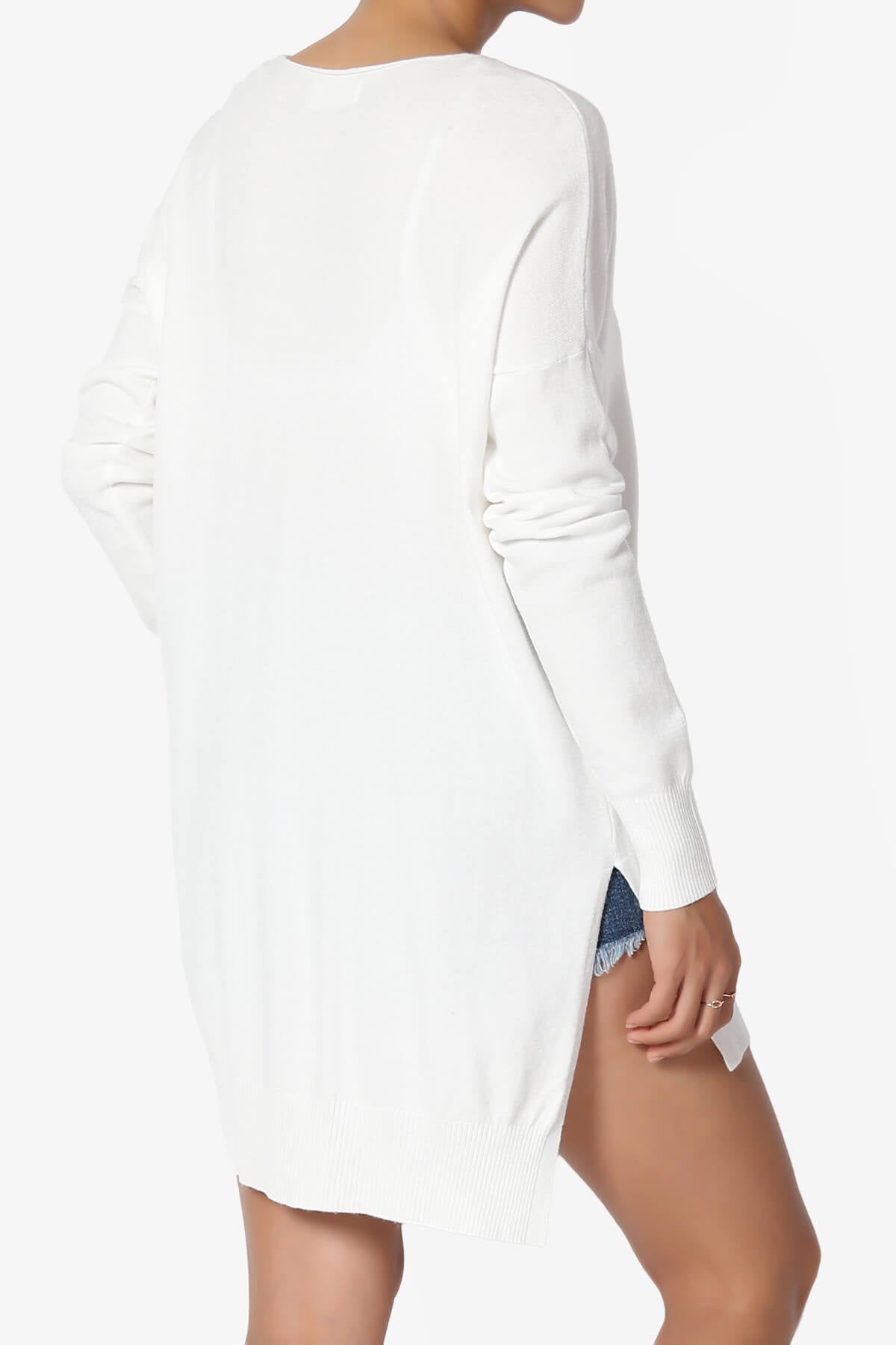 Katana Front Seam V-Neck Knit Sweater IVORY_4