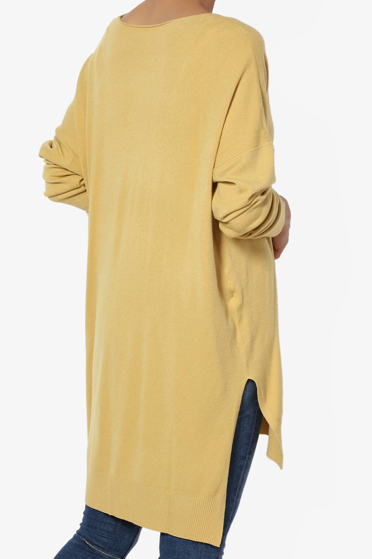 Katana Front Seam V-Neck Knit Sweater LIGHT MUSTARD_4