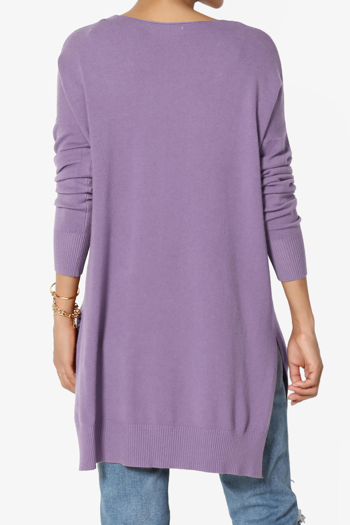 Katana Front Seam V-Neck Knit Sweater LILAC_2