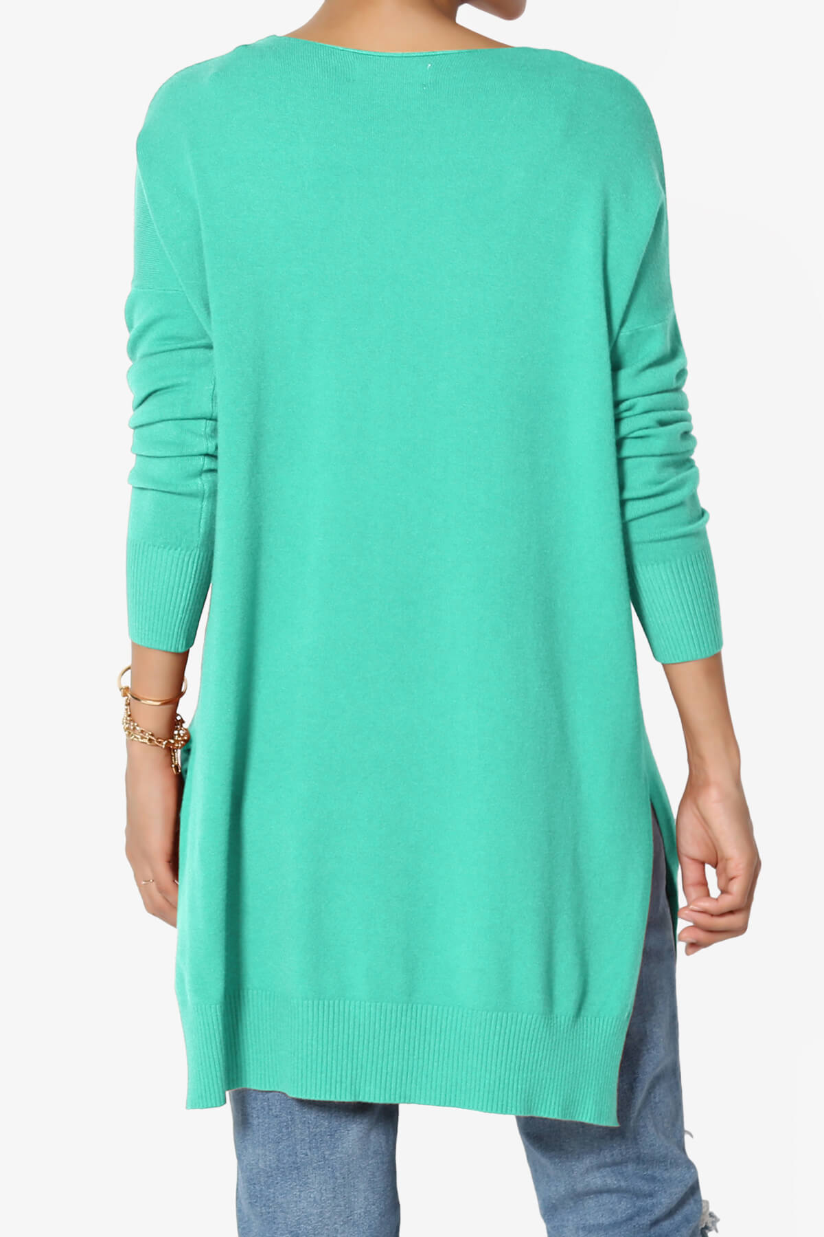 Katana Front Seam V-Neck Knit Sweater MINT_2