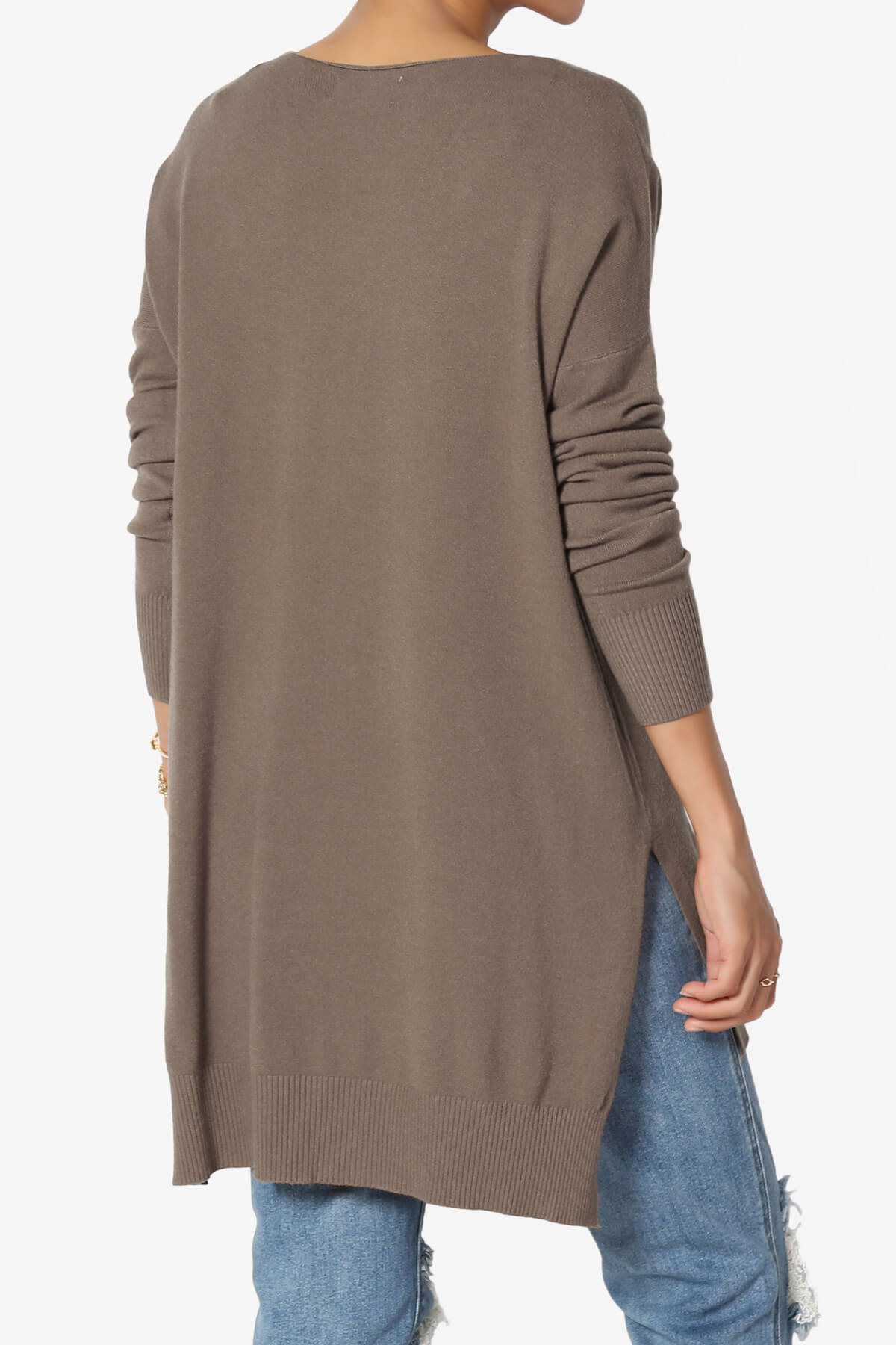 Katana Front Seam V-Neck Knit Sweater MOCHA_4