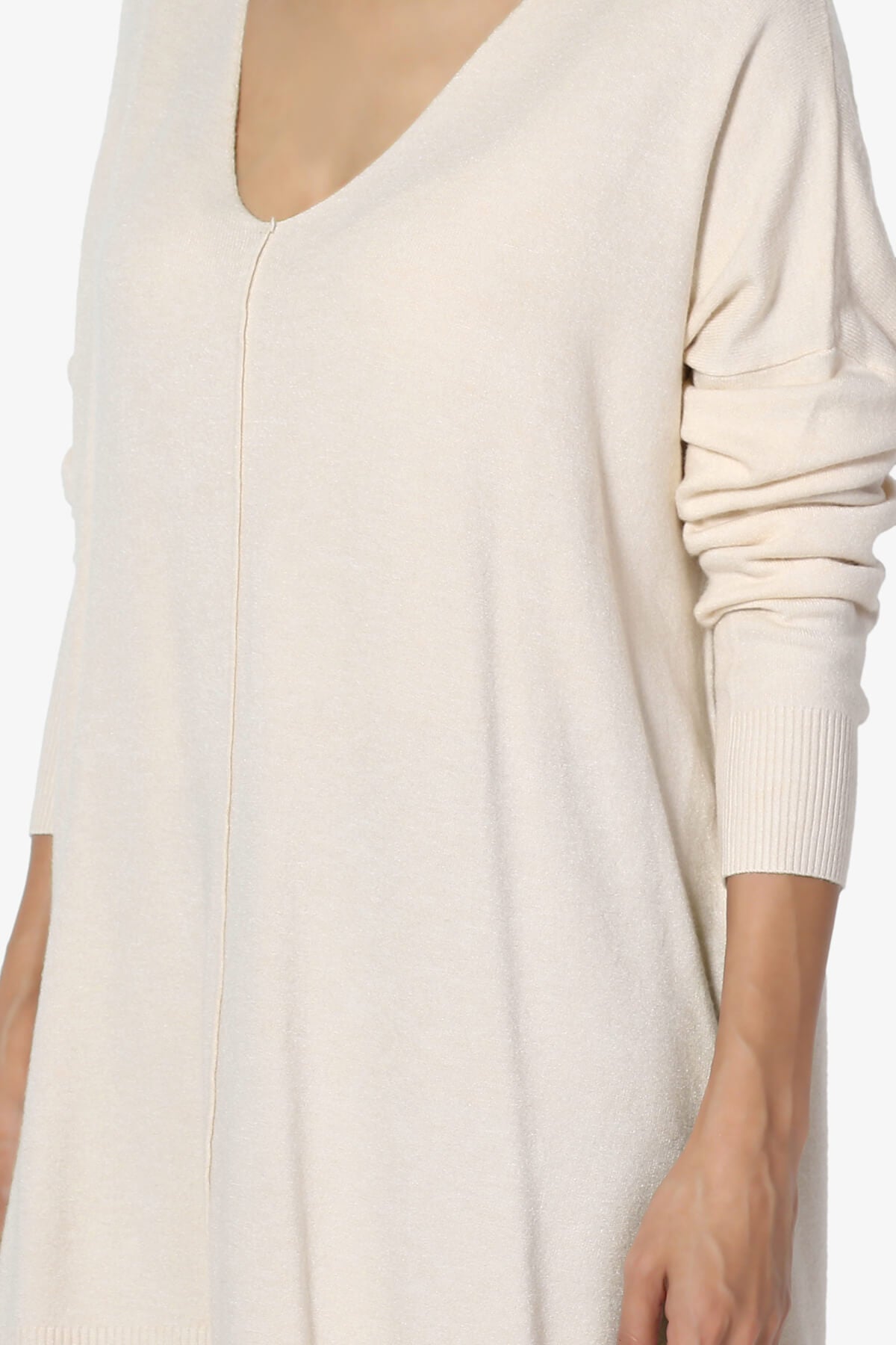 Katana Front Seam V-Neck Knit Sweater TAUPE_5