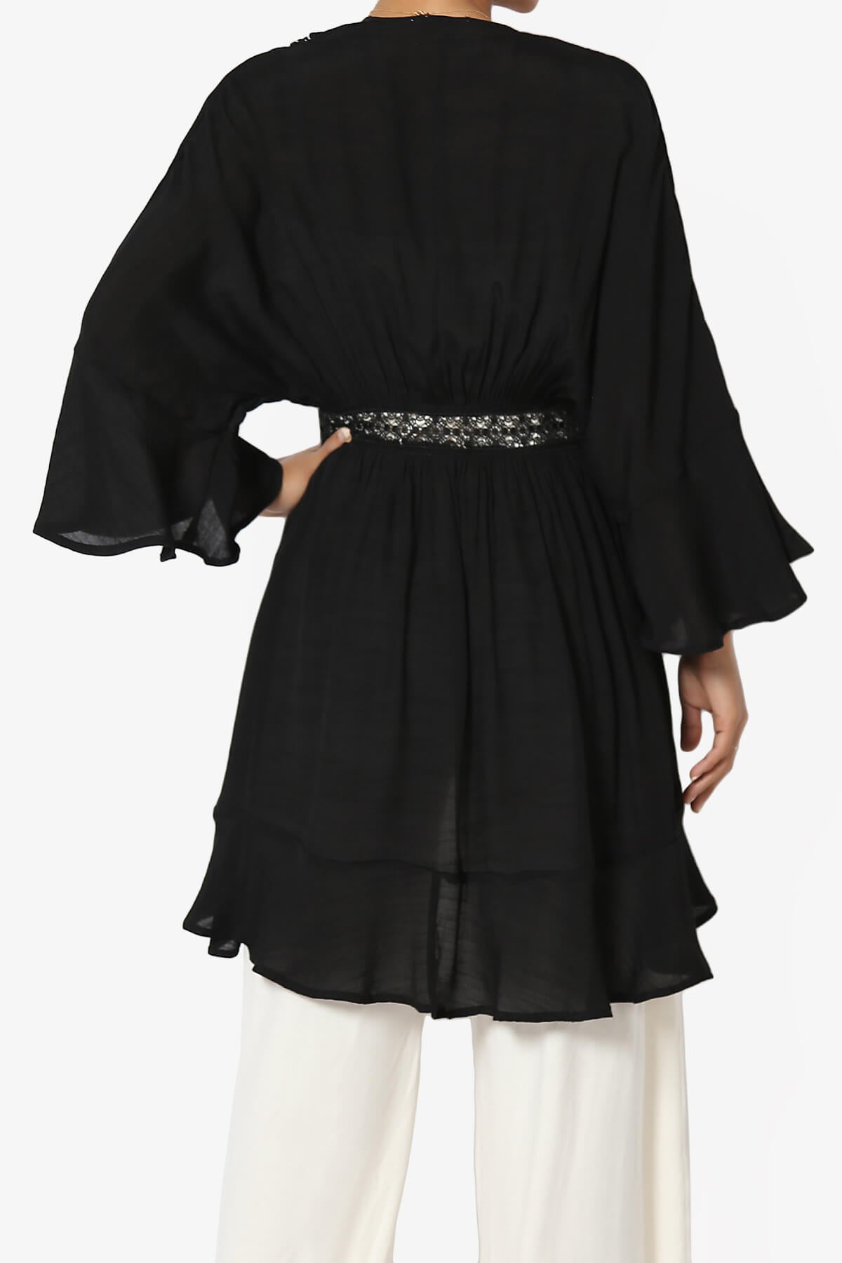 Kayla Lace Trim Kaftan BLACK_2