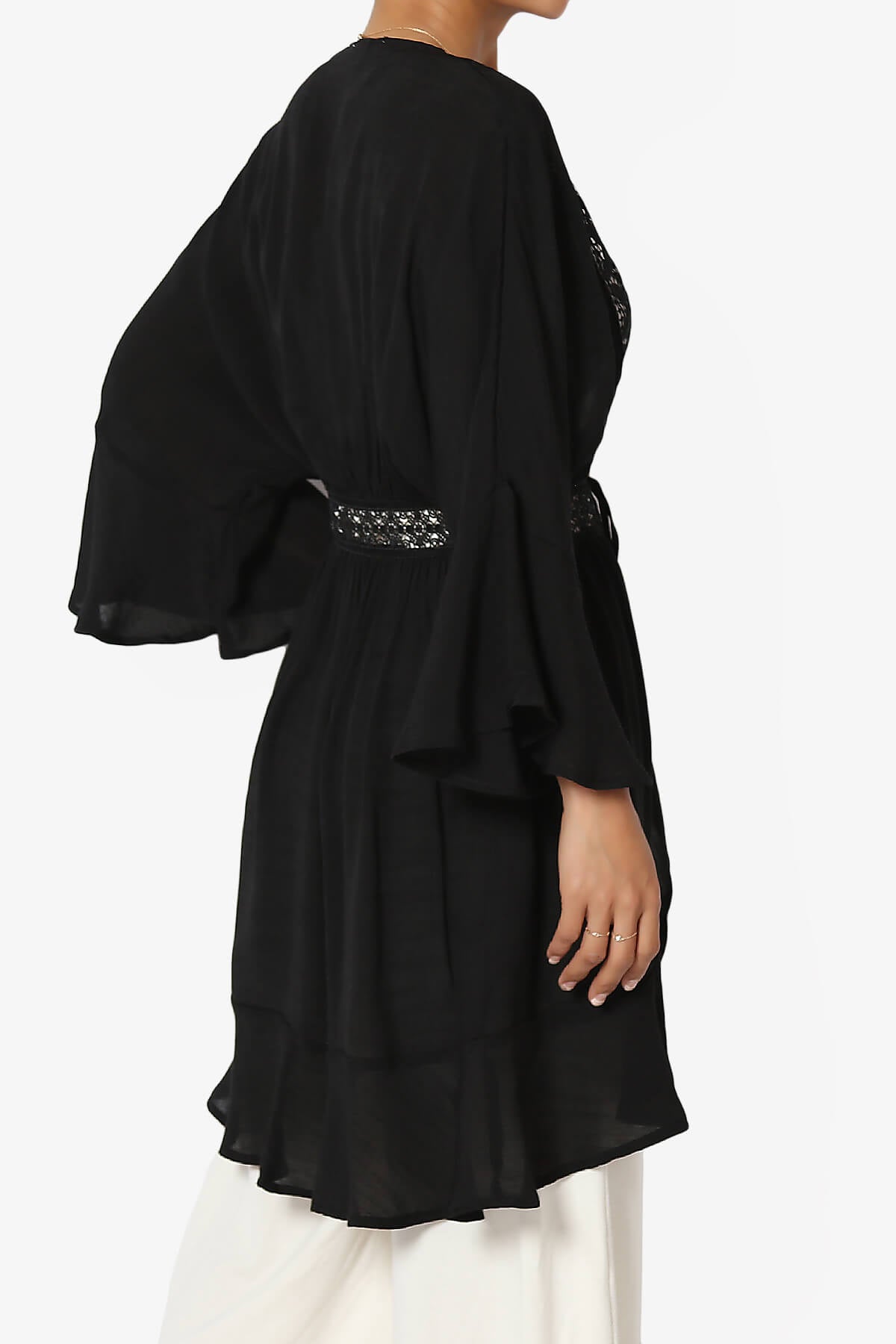 Kayla Lace Trim Kaftan BLACK_4