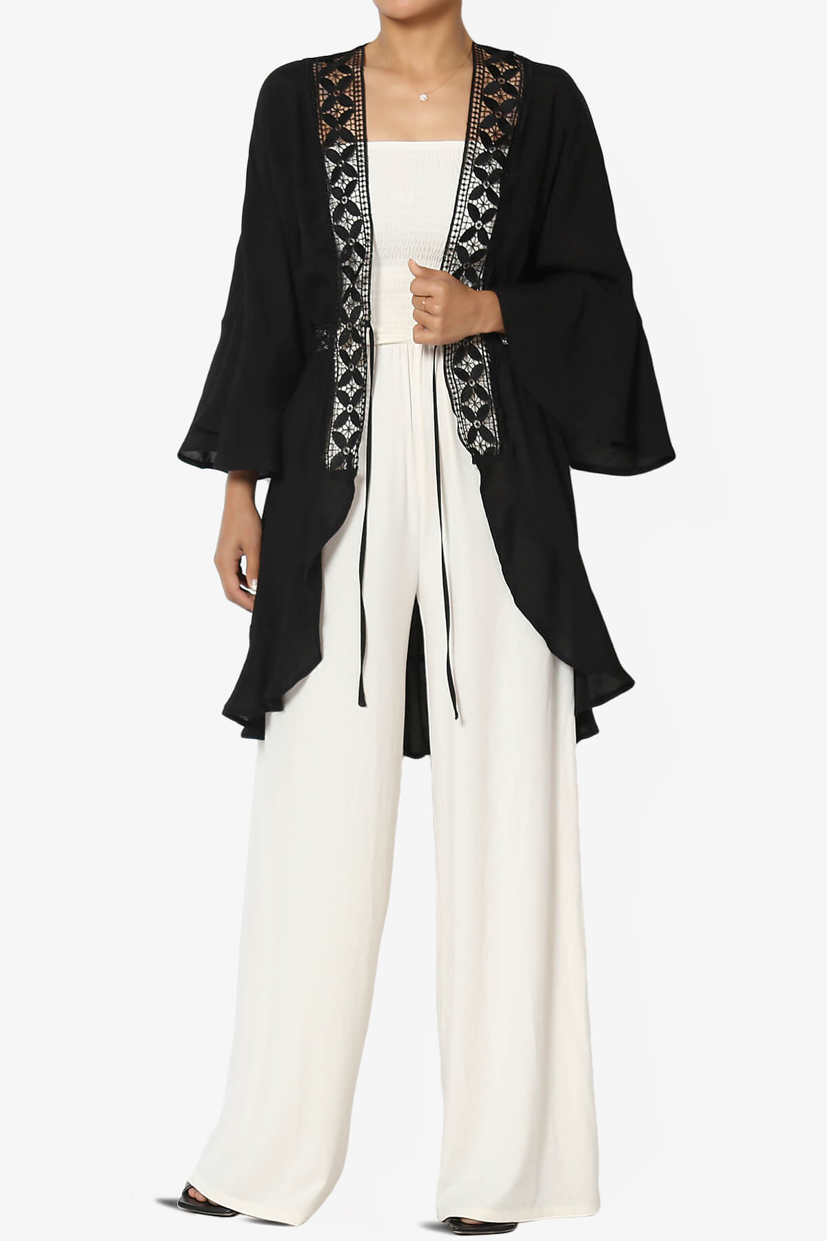 Kayla Lace Trim Kaftan BLACK_6