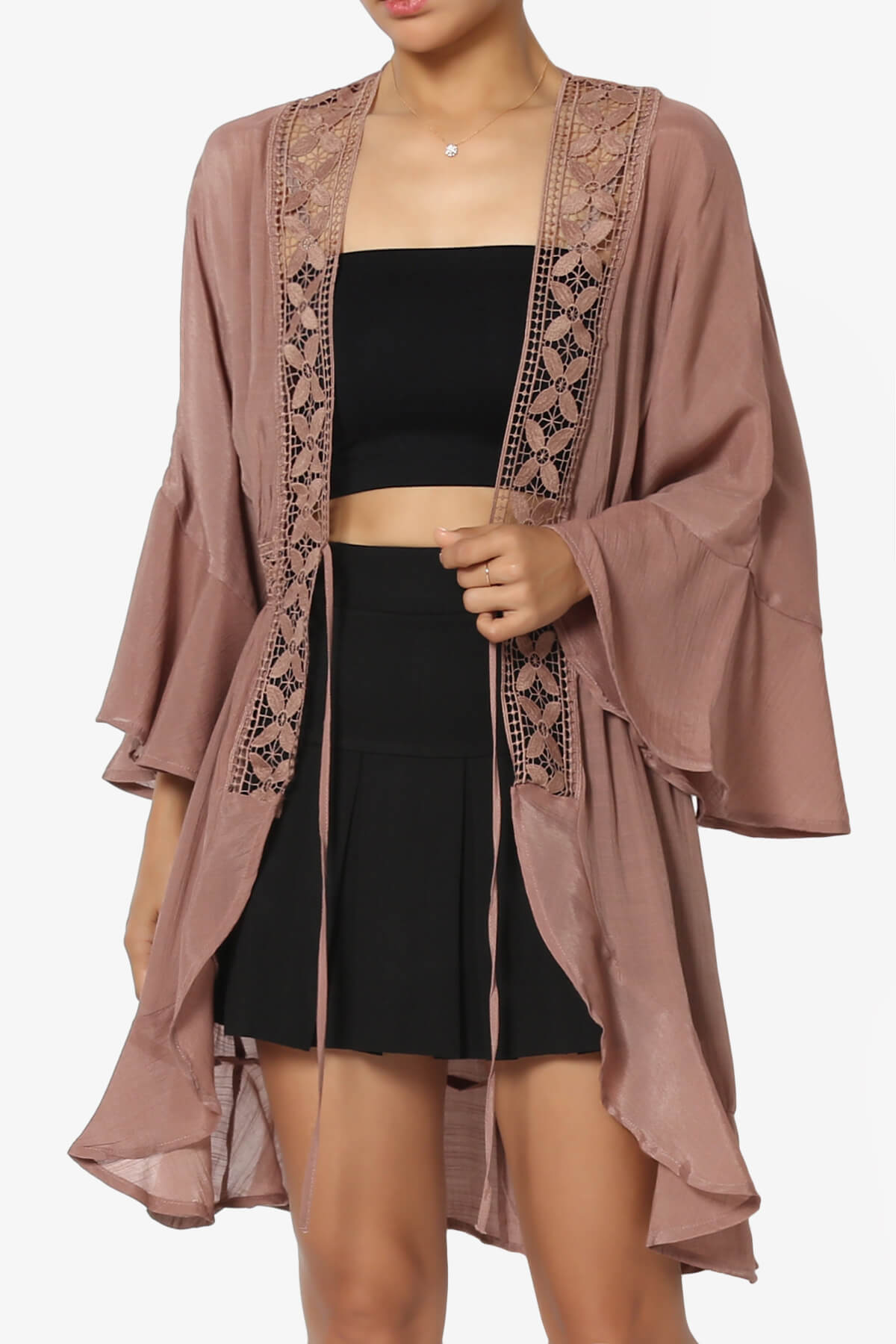 Kayla Lace Trim Kaftan COCOA_1